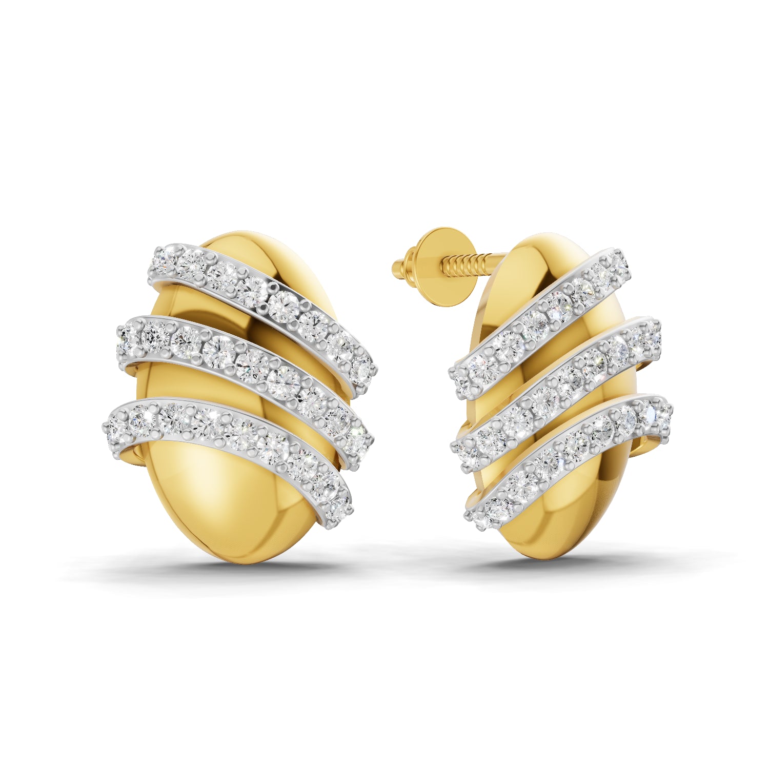 0.72 Carat | 925 Sterling Silver Gold Plated Pave Stud Earrings