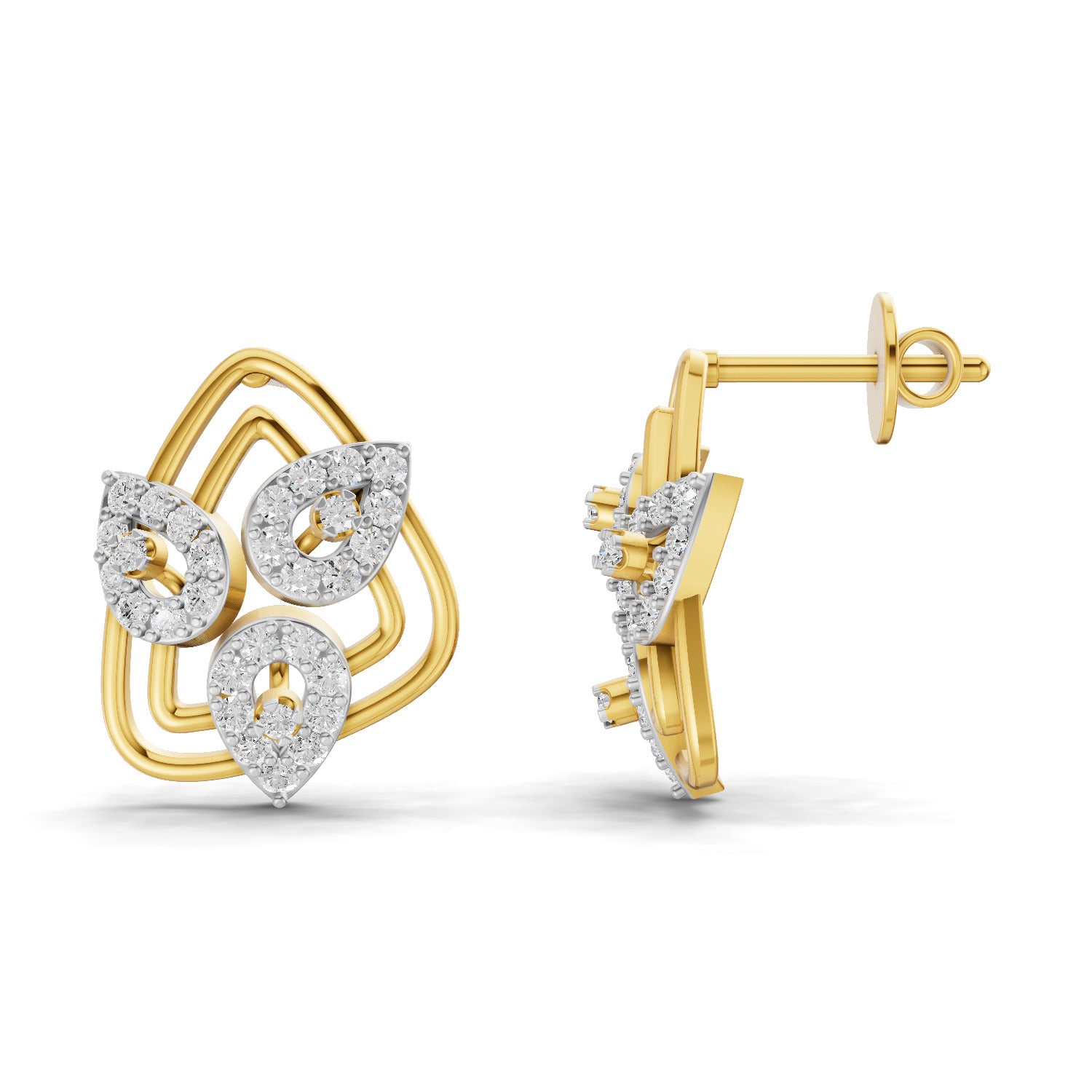 0.61 Carat  | 925 Sterling Silver Gold Plated Fashion Earrings