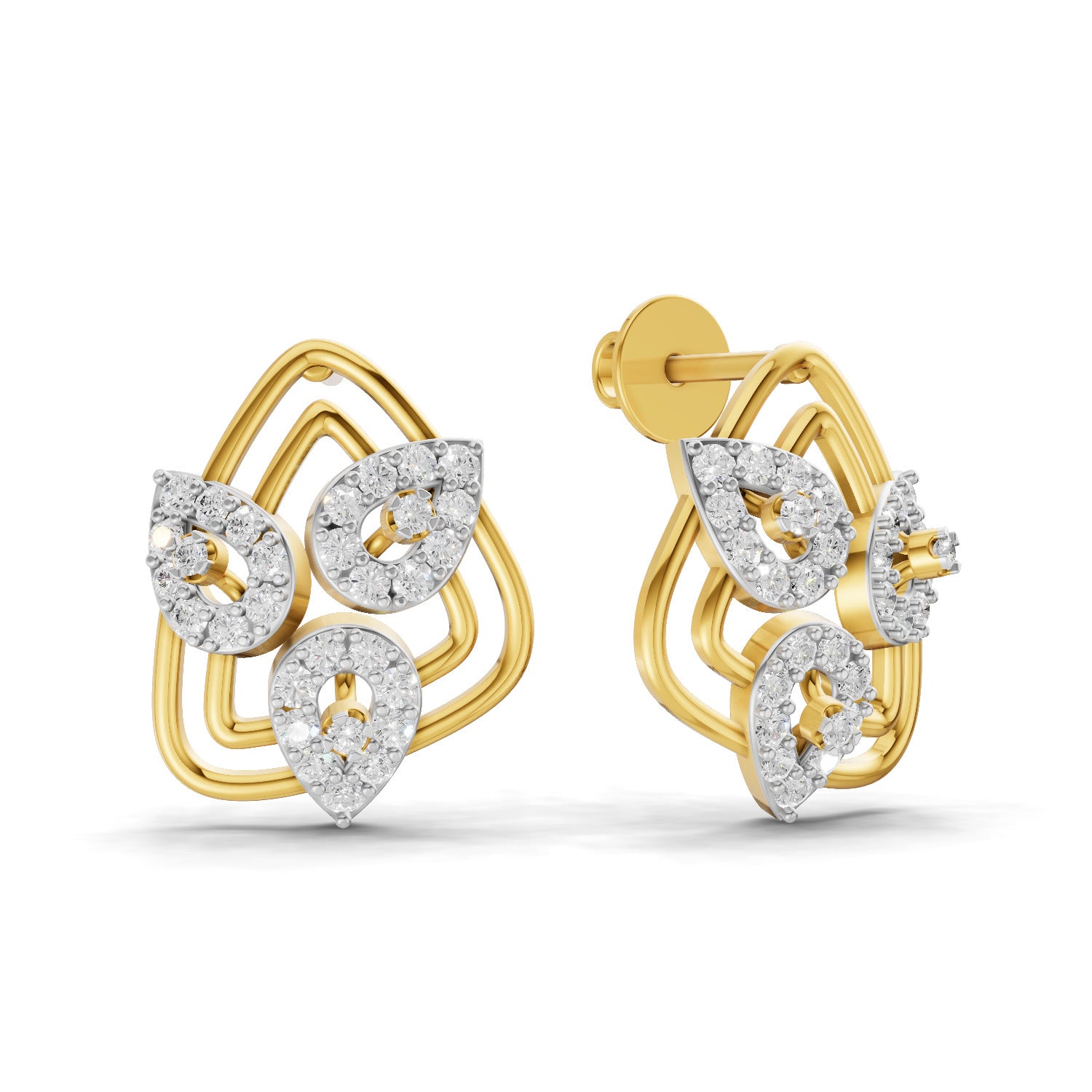0.61 Carat  | 925 Sterling Silver Gold Plated Fashion Earrings