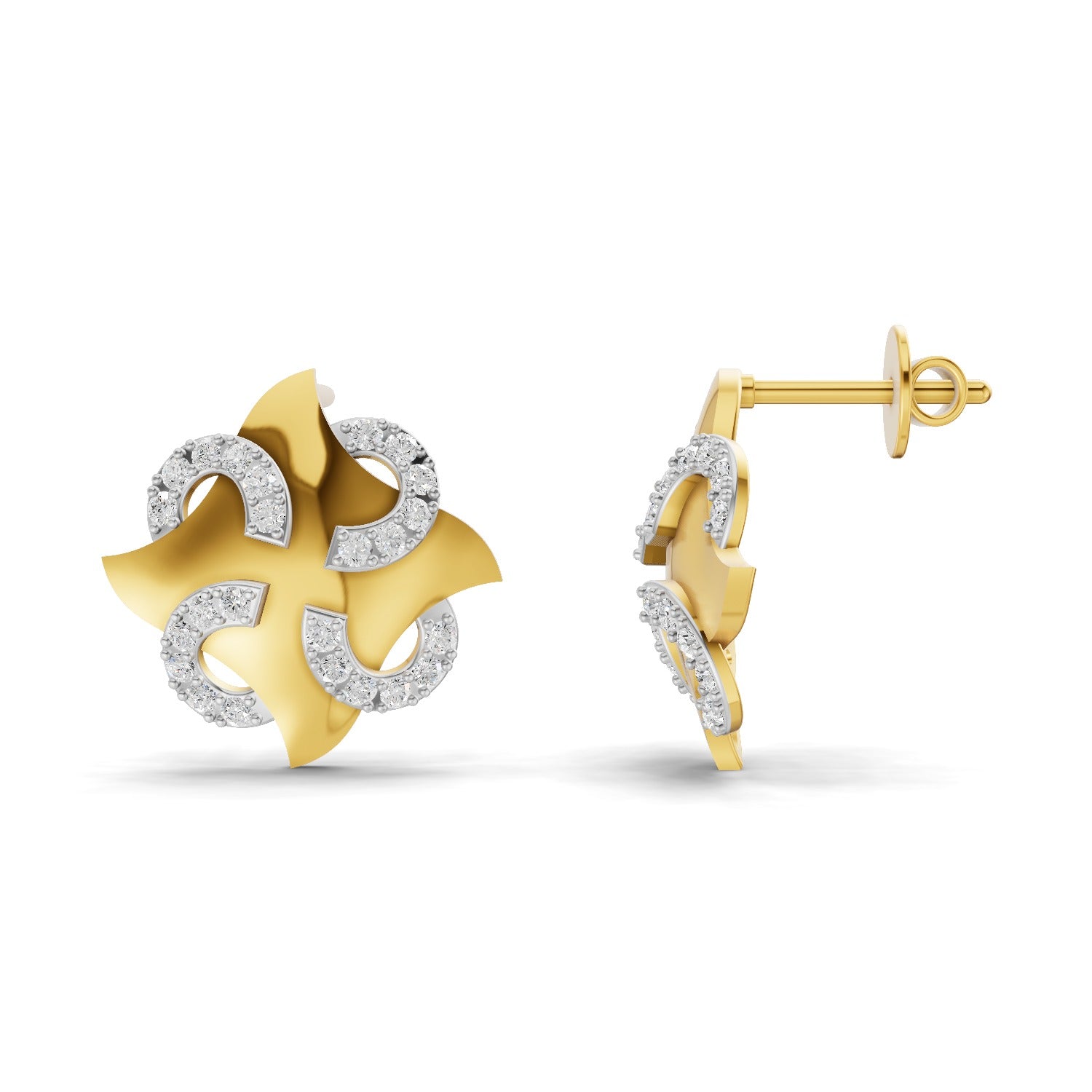 0.58 Carat  | 925 Sterling Silver Gold Plated Fashion Earrings