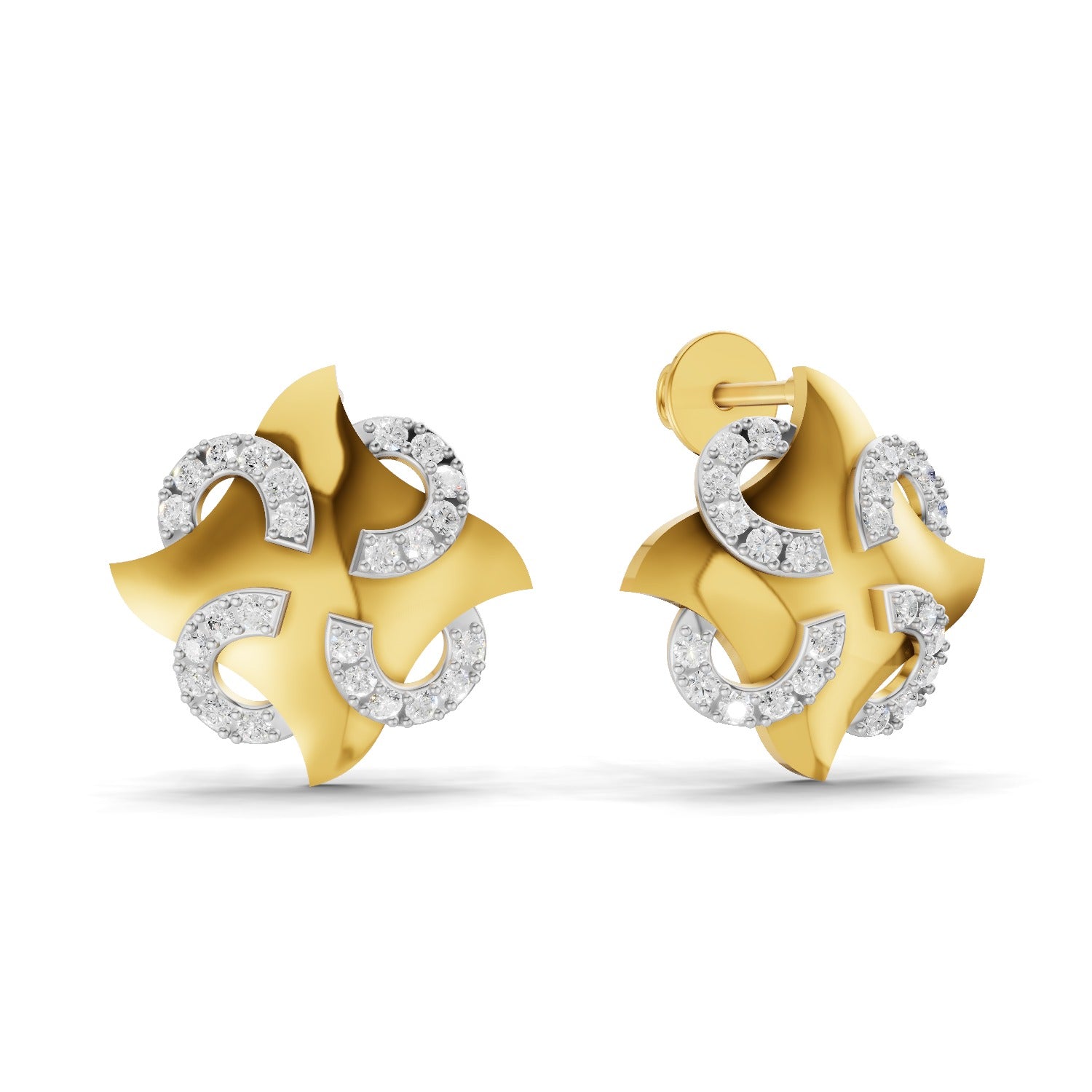 0.58 Carat  | 925 Sterling Silver Gold Plated Fashion Earrings