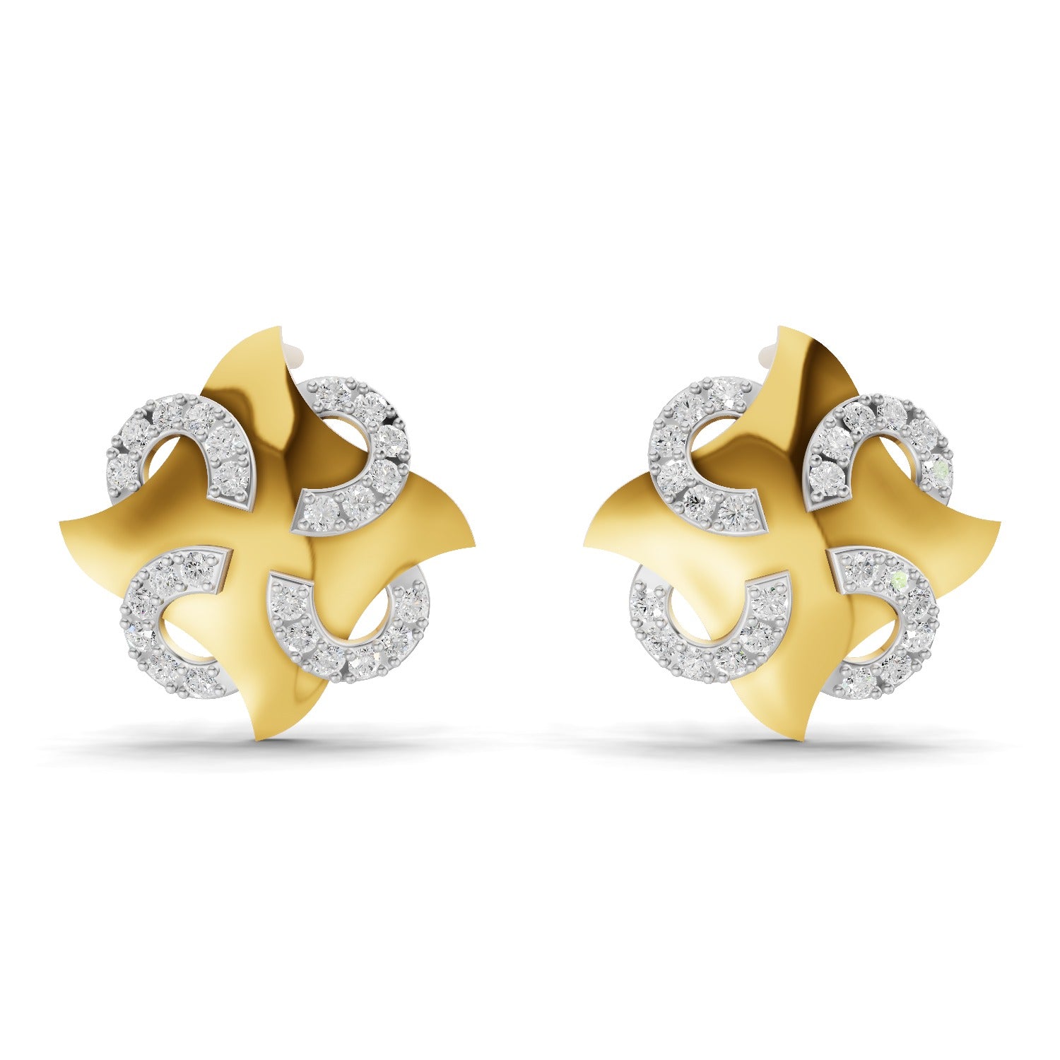 0.58 Carat  | 925 Sterling Silver Gold Plated Fashion Earrings