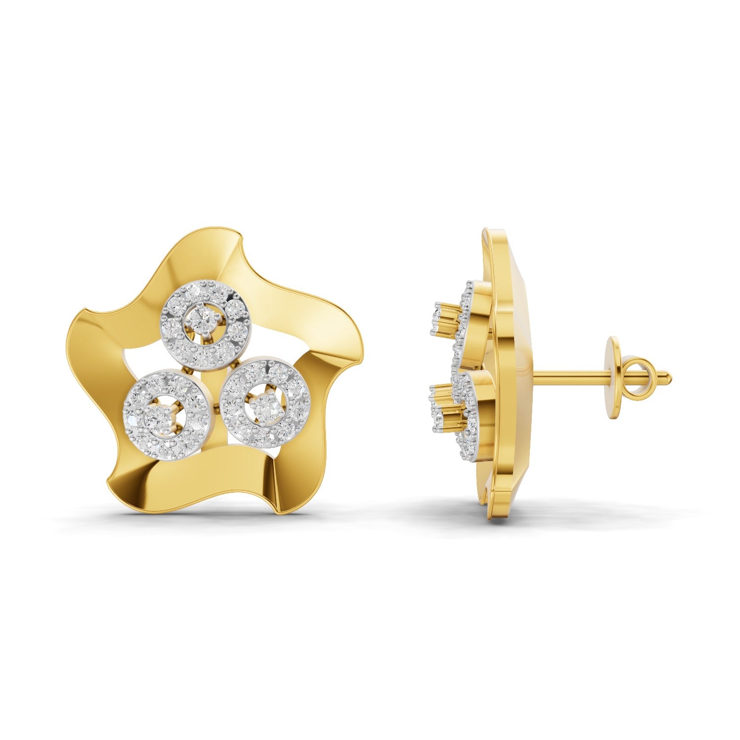 0.61 Carat  | 925 Sterling Silver Gold Plated Star Earrings
