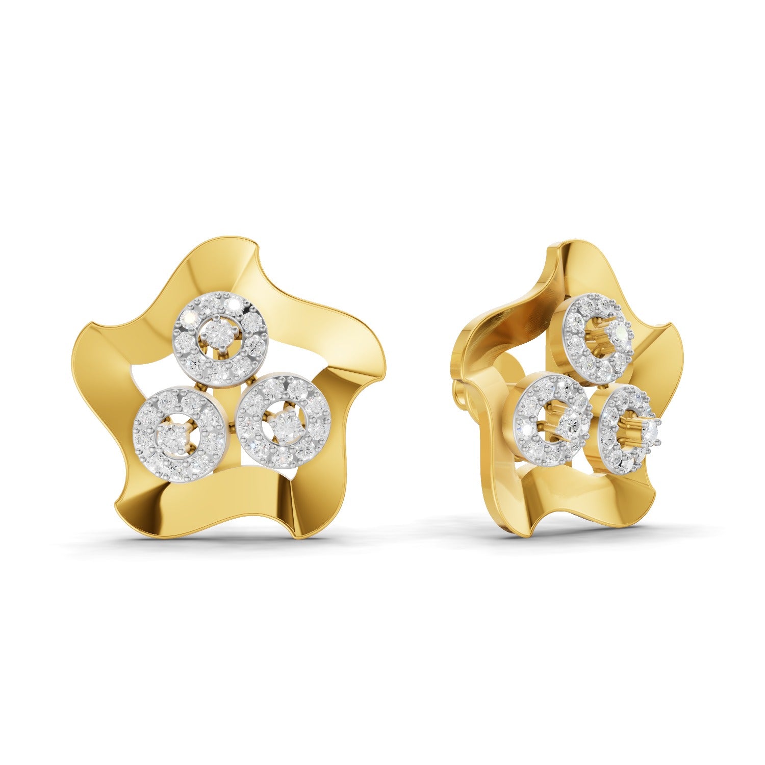 0.61 Carat  | 925 Sterling Silver Gold Plated Star Earrings