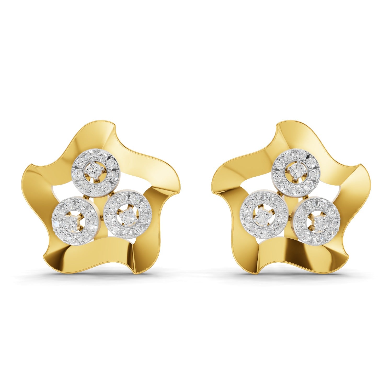 0.61 Carat  | 925 Sterling Silver Gold Plated Star Earrings