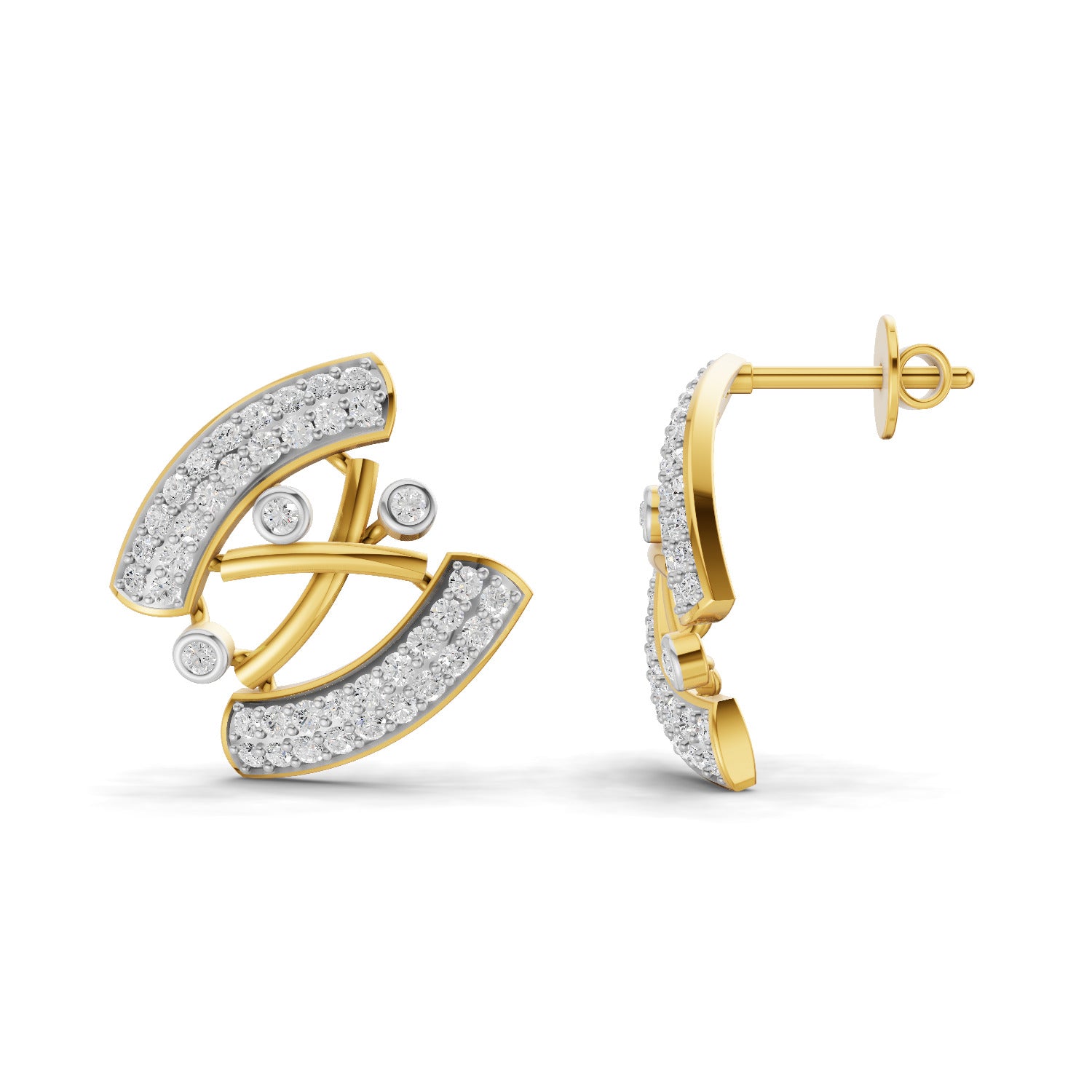 1.34 Carat  | 925 Sterling Silver Gold Plated Fashion Earrings