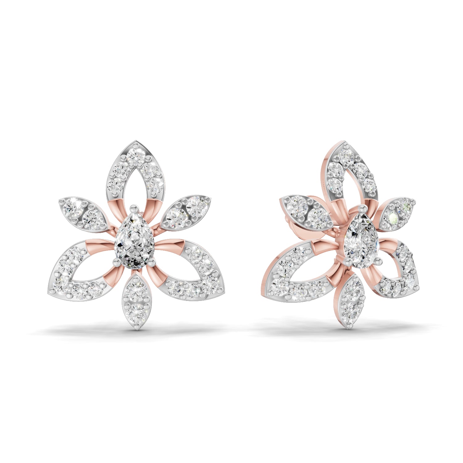 0.90 Carat Floral Earrings for Women | 14K Rose Gold