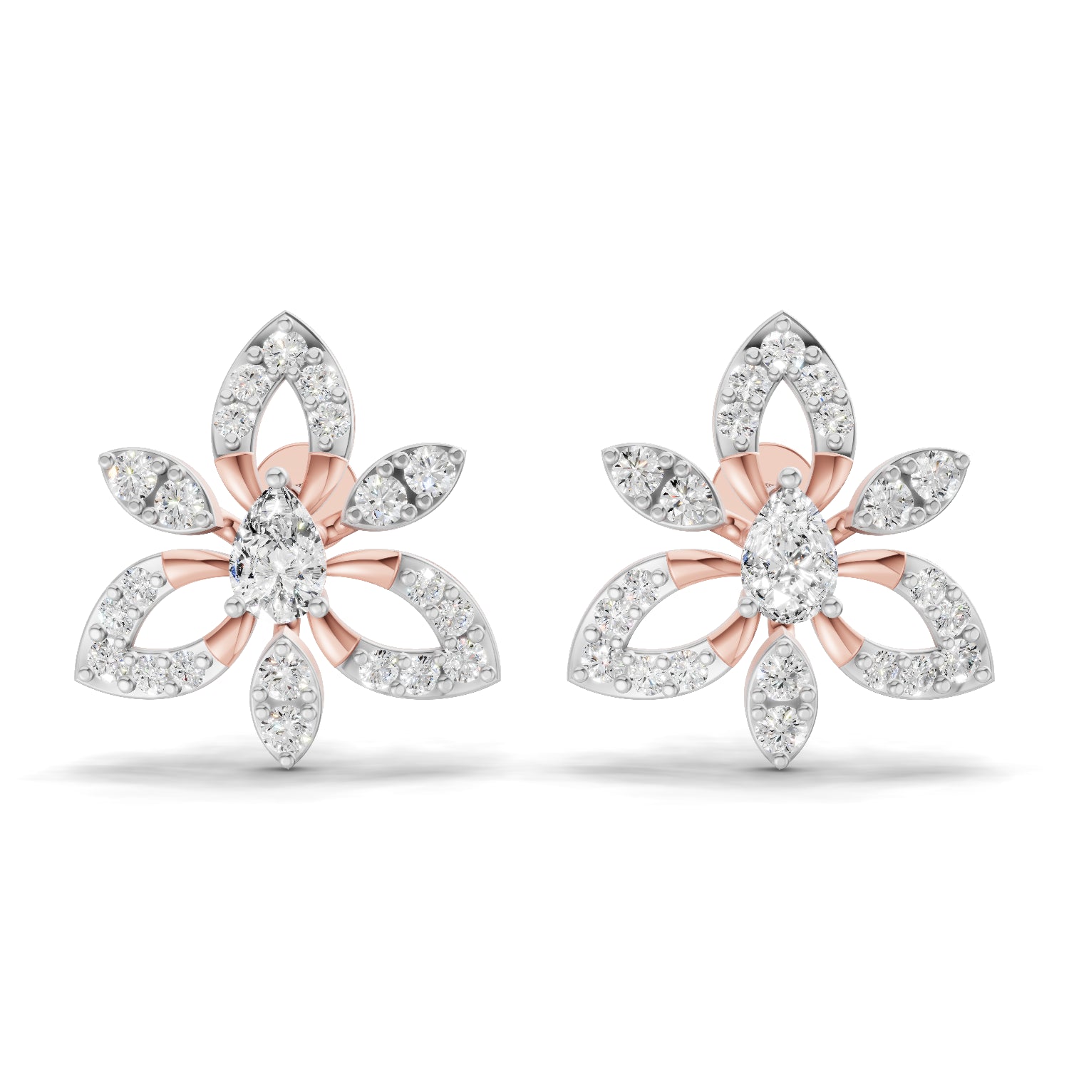 0.90 Carat Floral Earrings for Women | 14K Rose Gold