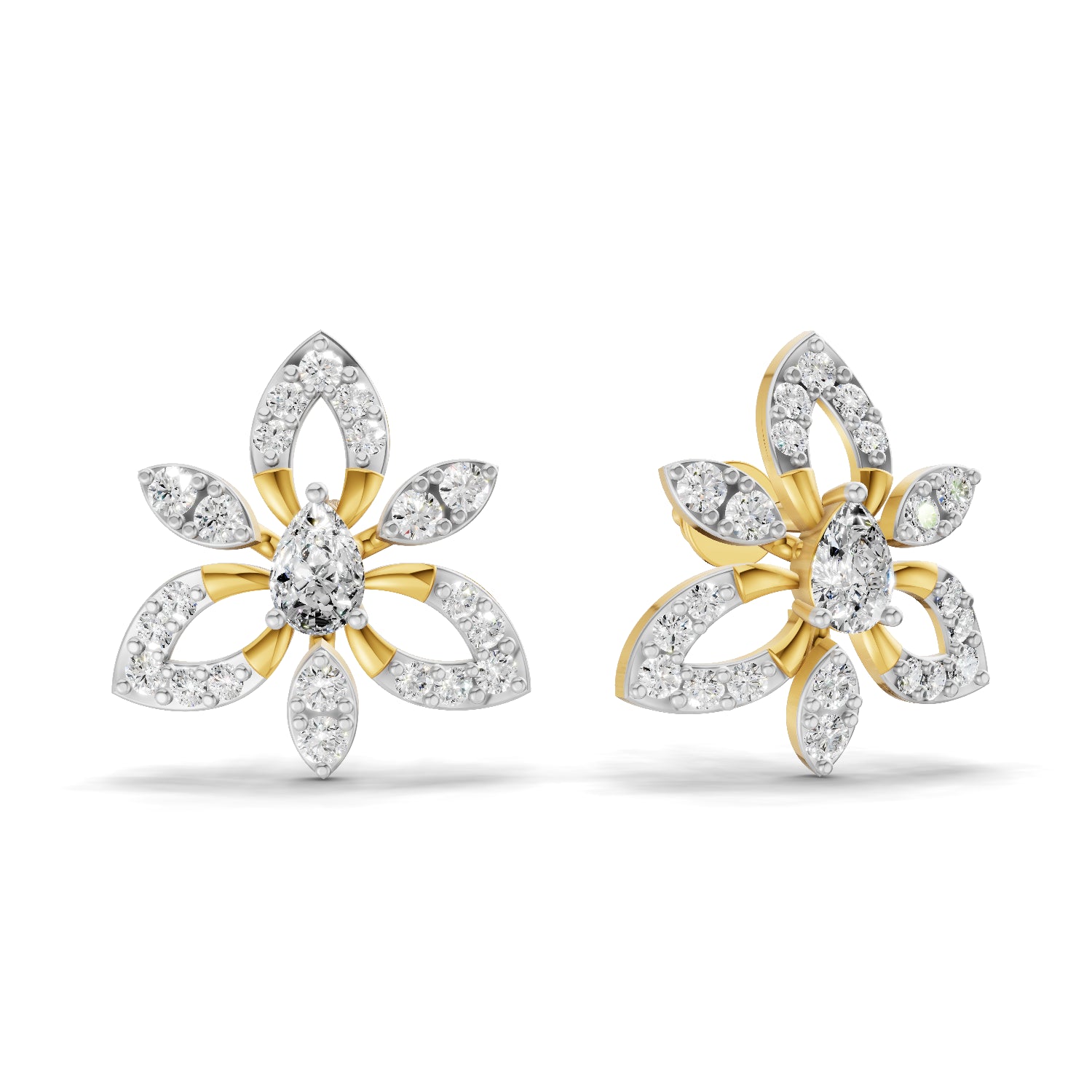 0.90 Carat Floral Earrings for Women | 14K Yellow Gold