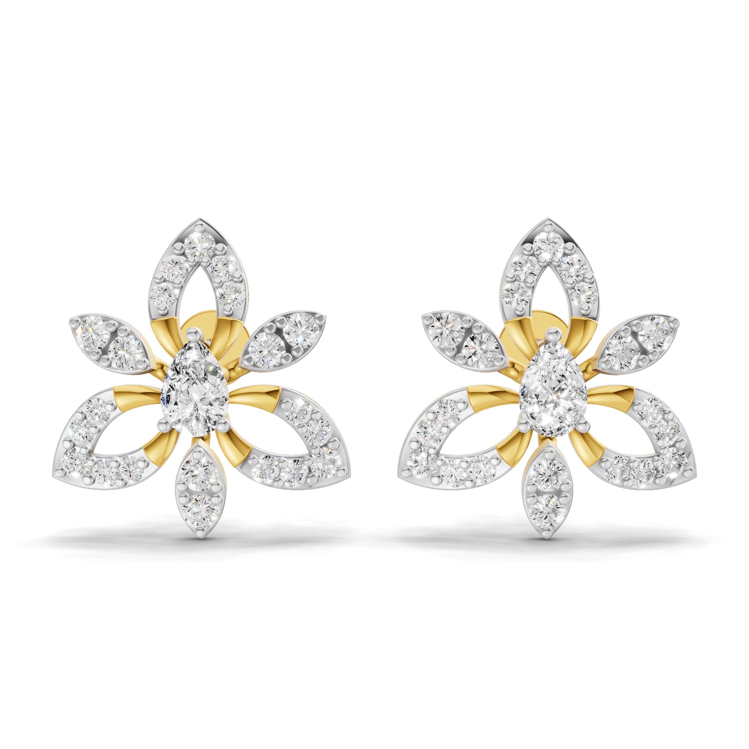 0.90 Carat Floral Earrings for Women | 14K Yellow Gold
