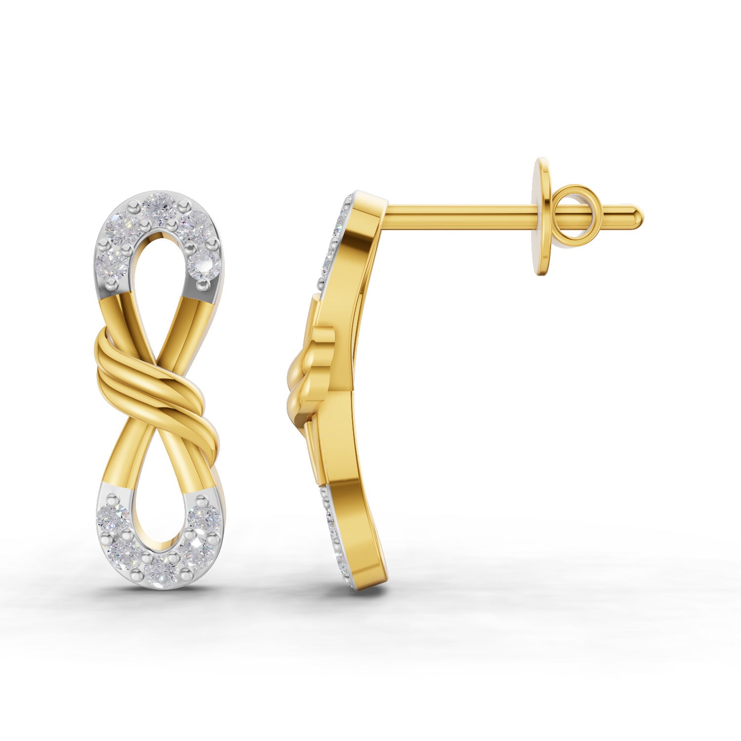 0.54 Carat  | 925 Sterling Silver Yellow Gold Plated Infinity Earrings