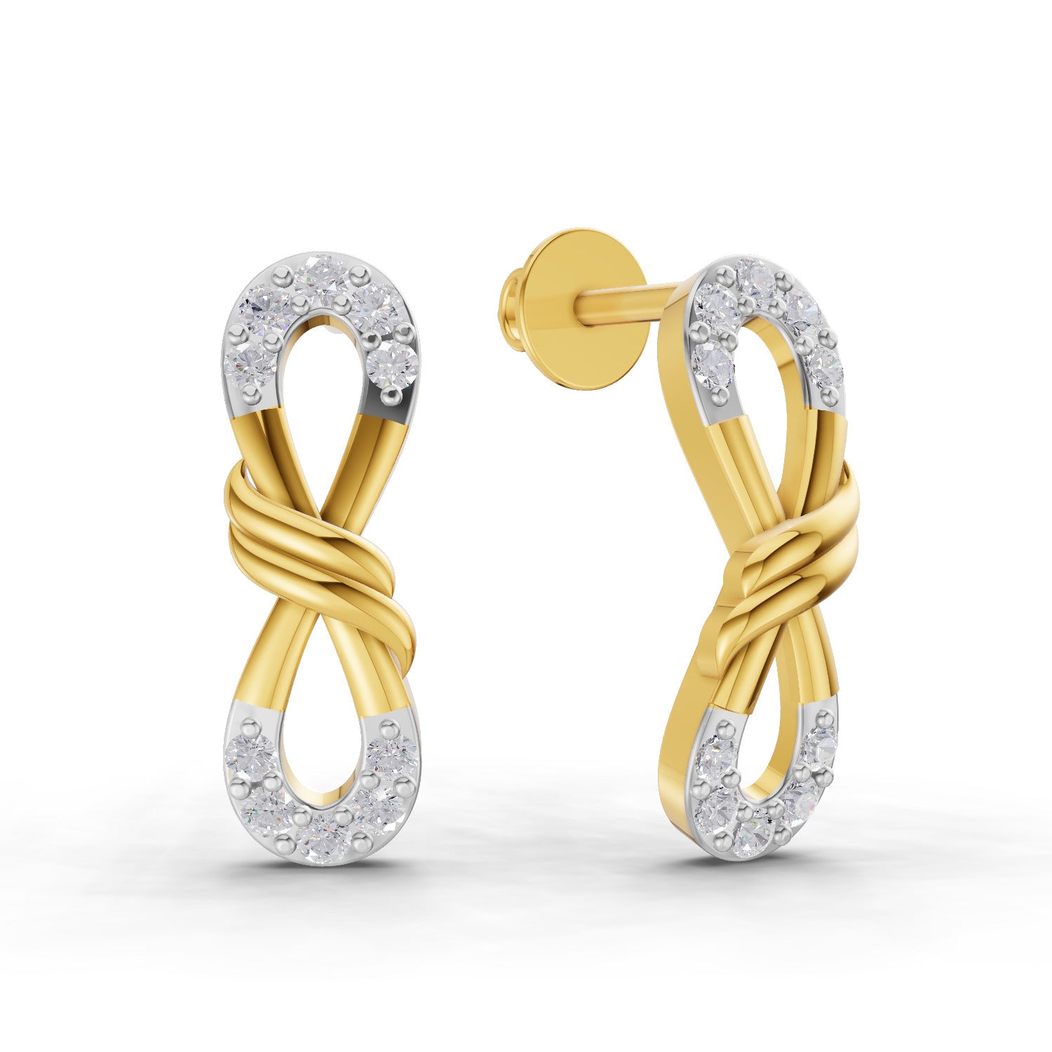 0.54 Carat  | 925 Sterling Silver Yellow Gold Plated Infinity Earrings