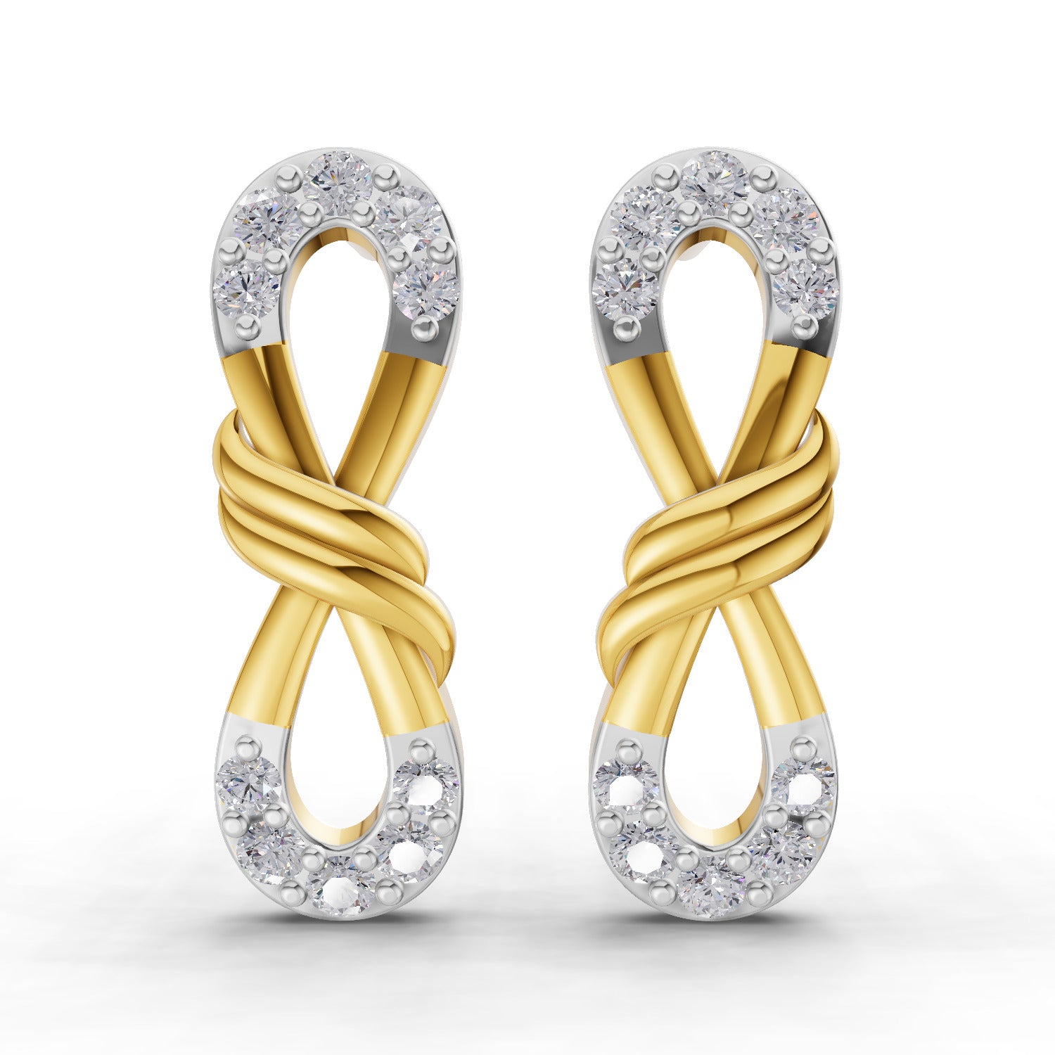 0.54 Carat  | 925 Sterling Silver Yellow Gold Plated Infinity Earrings