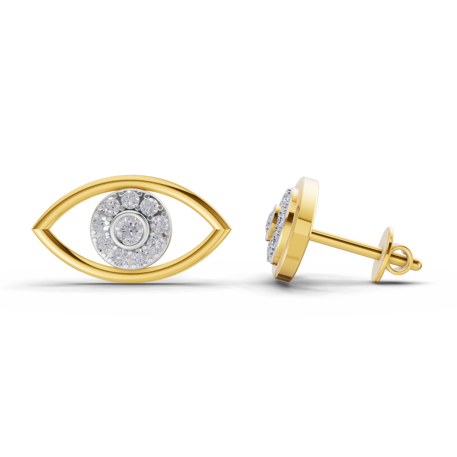 0.3 Carat  | 925 Sterling Silver Gold Plated Evil Eye Earrings
