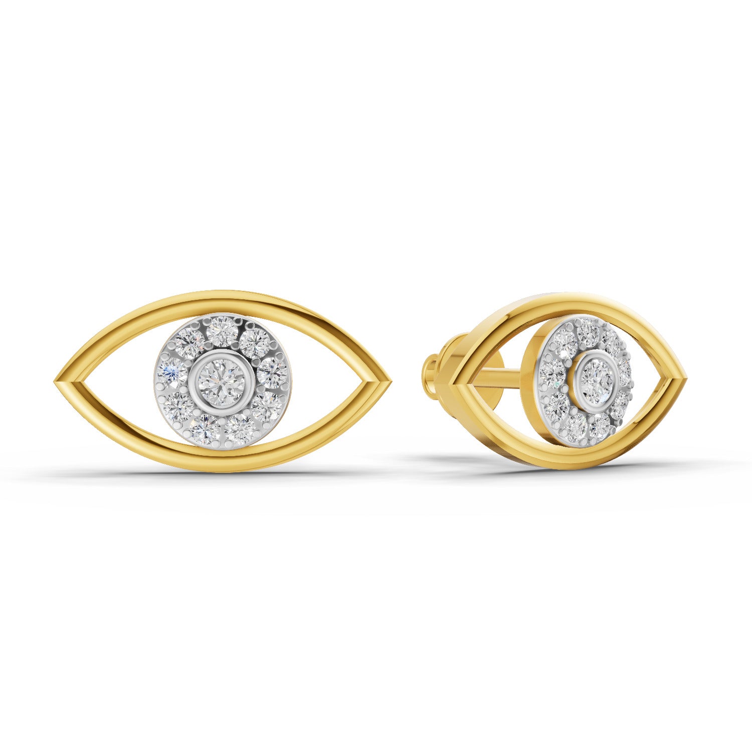 0.3 Carat  | 925 Sterling Silver Gold Plated Evil Eye Earrings