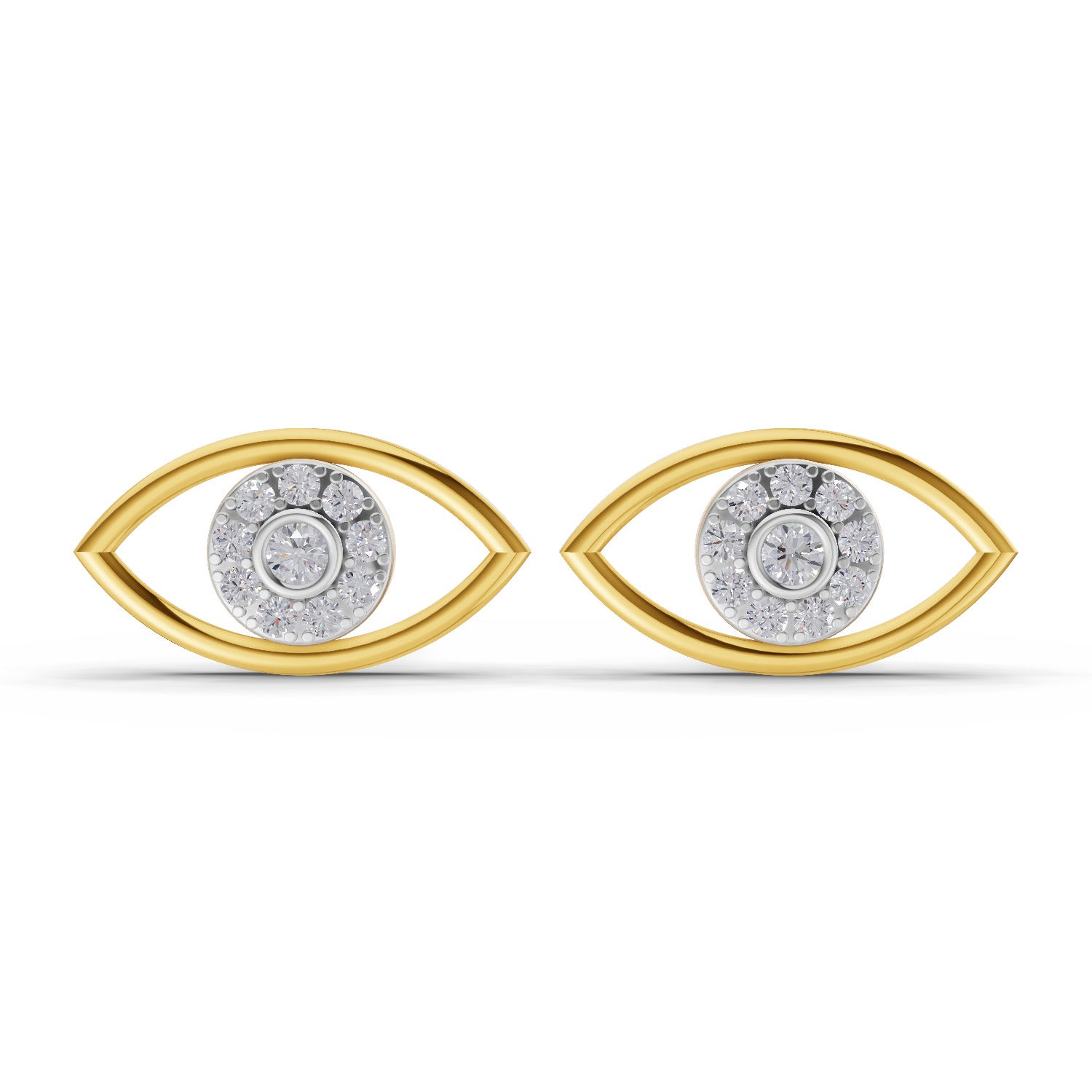 0.3 Carat  | 925 Sterling Silver Gold Plated Evil Eye Earrings