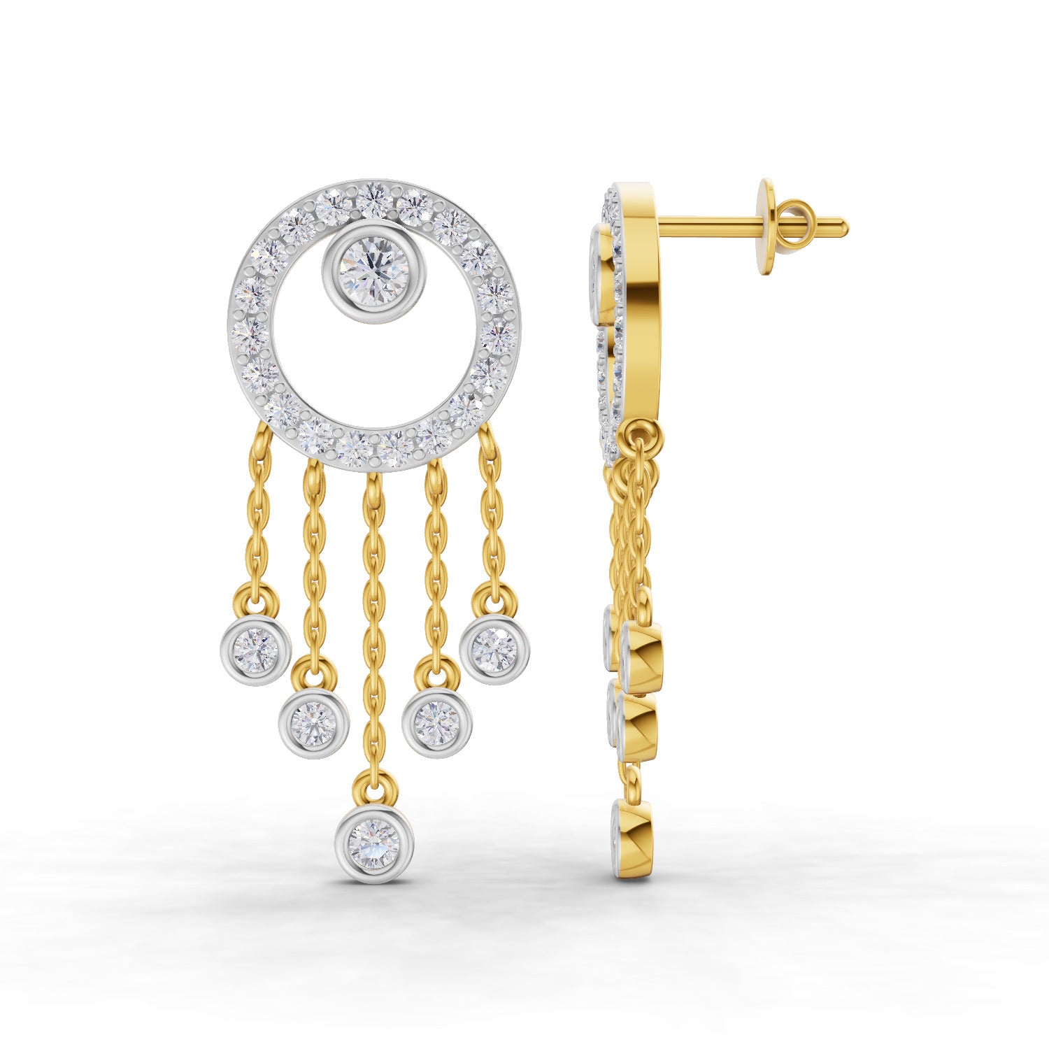 1.56 Carat  | 925 Sterling Silver Yellow Gold Plated Dream Catcher Earrings