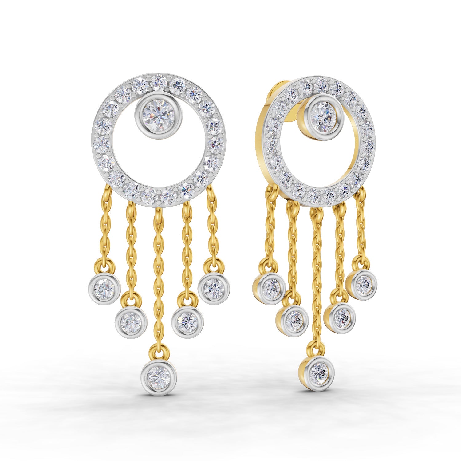 1.56 Carat  | 925 Sterling Silver Yellow Gold Plated Dream Catcher Earrings