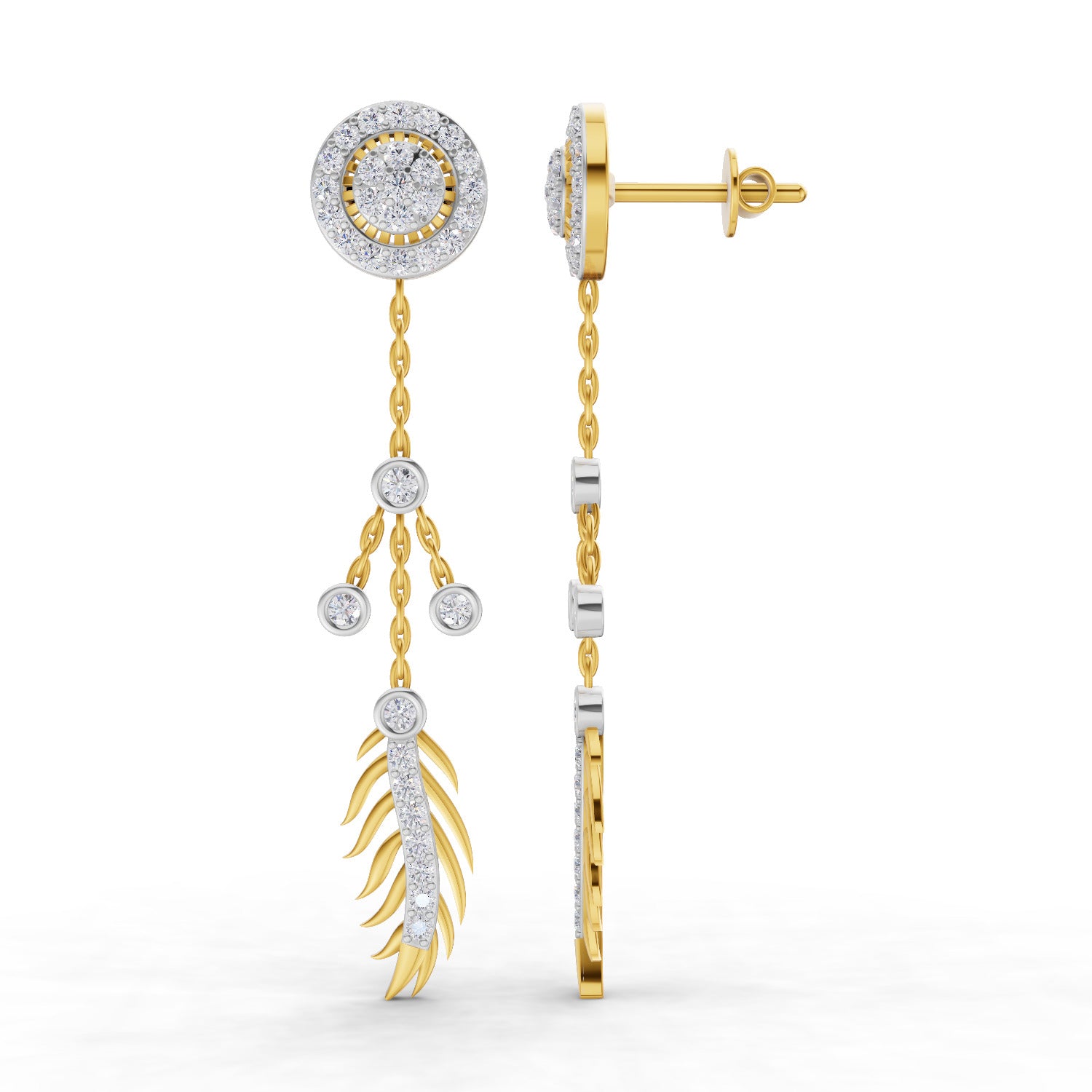 0.82 Carat  | 925 Sterling Silver Yellow Gold Plated Dream Catcher Earrings