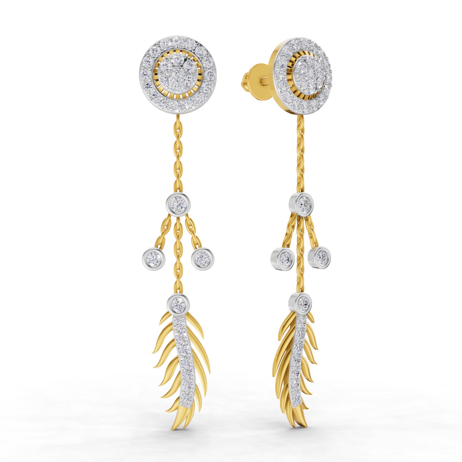 0.82 Carat  | 925 Sterling Silver Yellow Gold Plated Dream Catcher Earrings