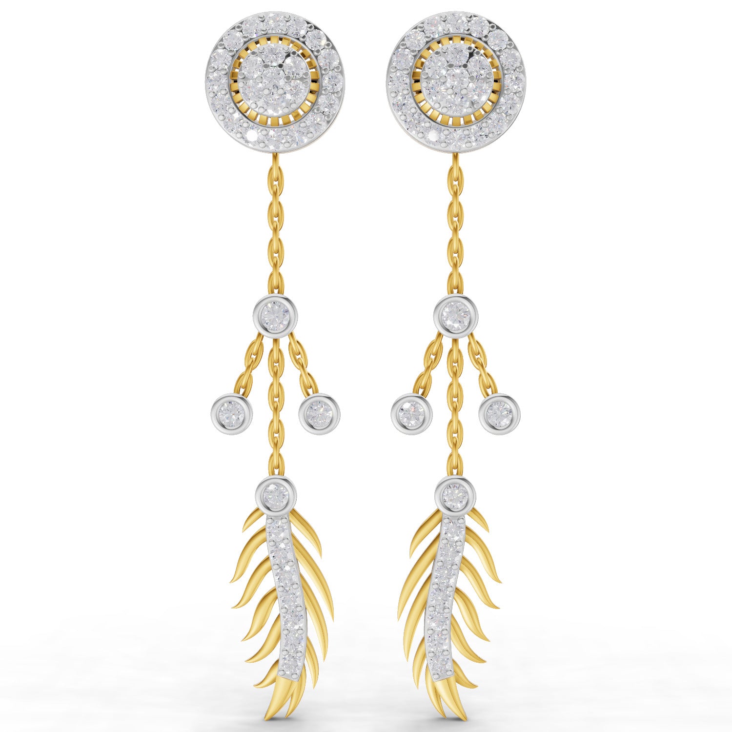 0.82 Carat  | 925 Sterling Silver Yellow Gold Plated Dream Catcher Earrings