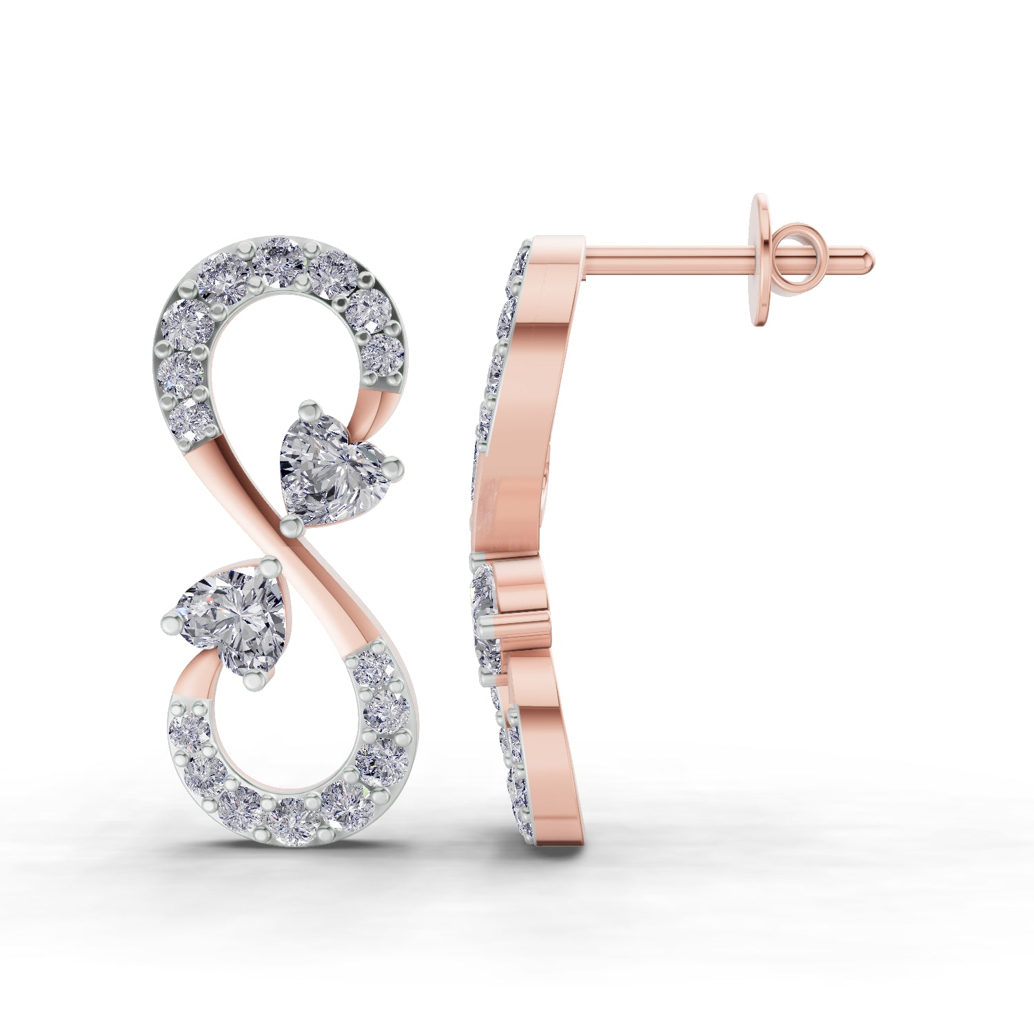 1.26 Carat Infinity Earrings for Women | 14K Rose Gold