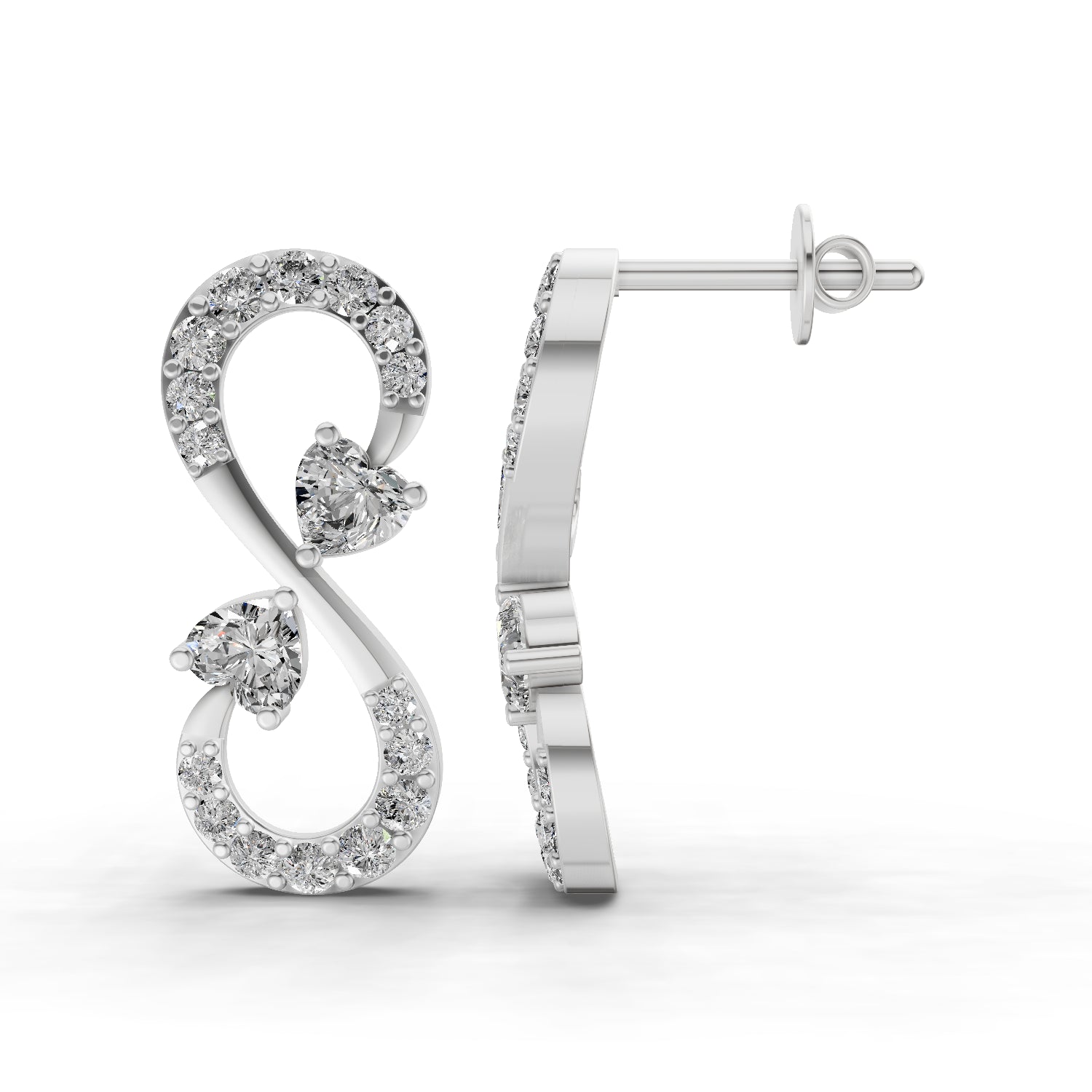 1.26 Carat Infinity Earrings for Women | 14K White Gold