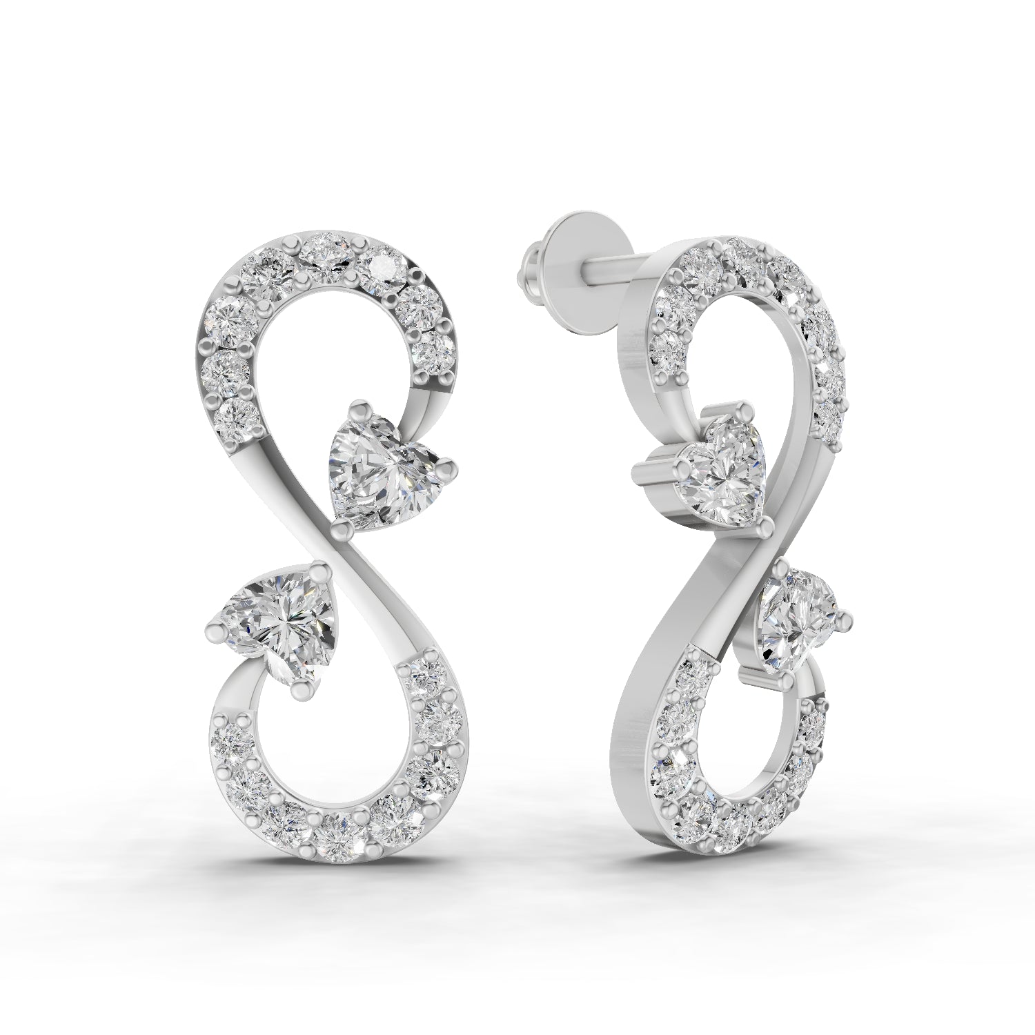 1.26 Carat Infinity Earrings for Women | 14K White Gold
