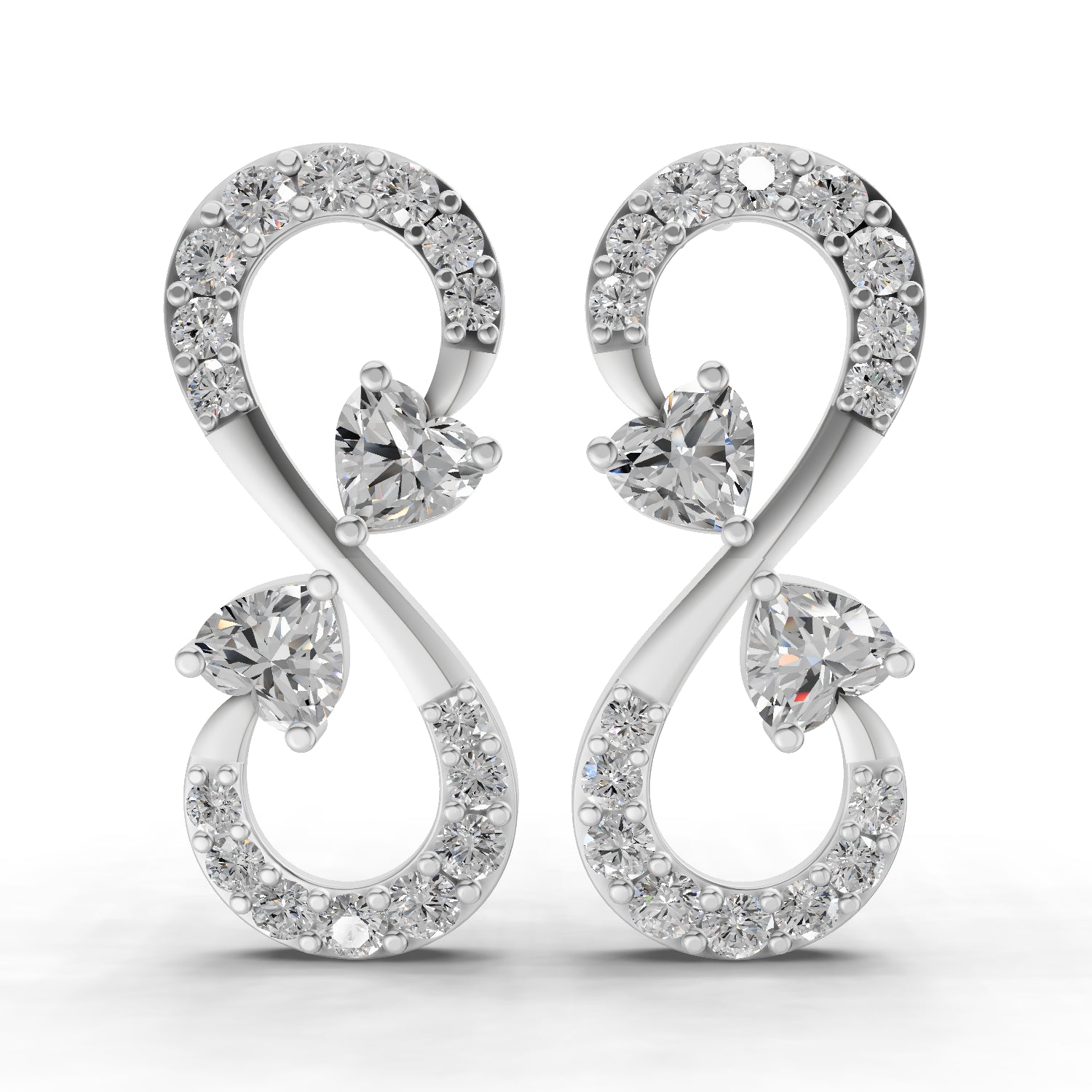1.26 Carat Infinity Earrings for Women | 14K White Gold