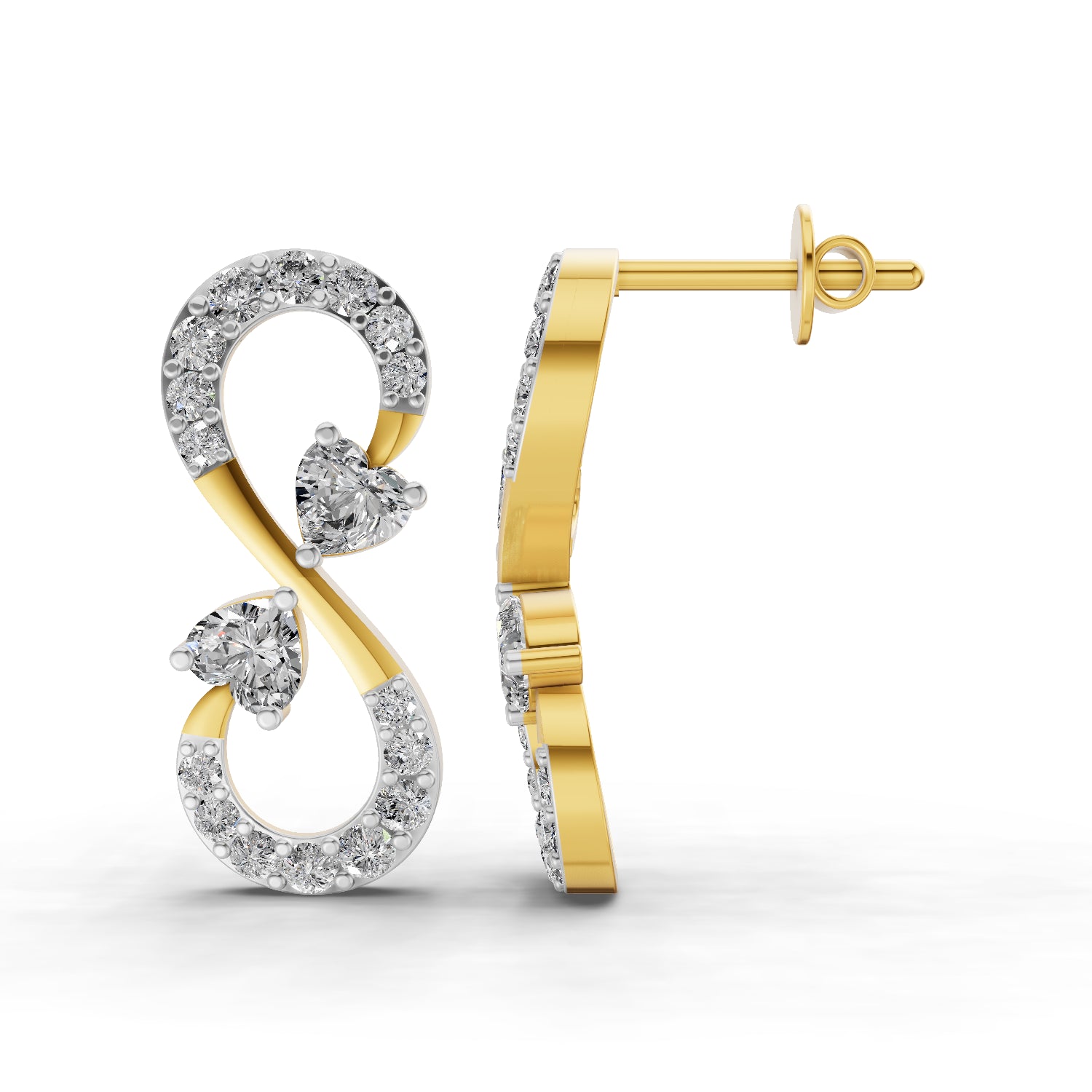 1.26 Carat Infinity Earrings for Women | 14K Yellow Gold