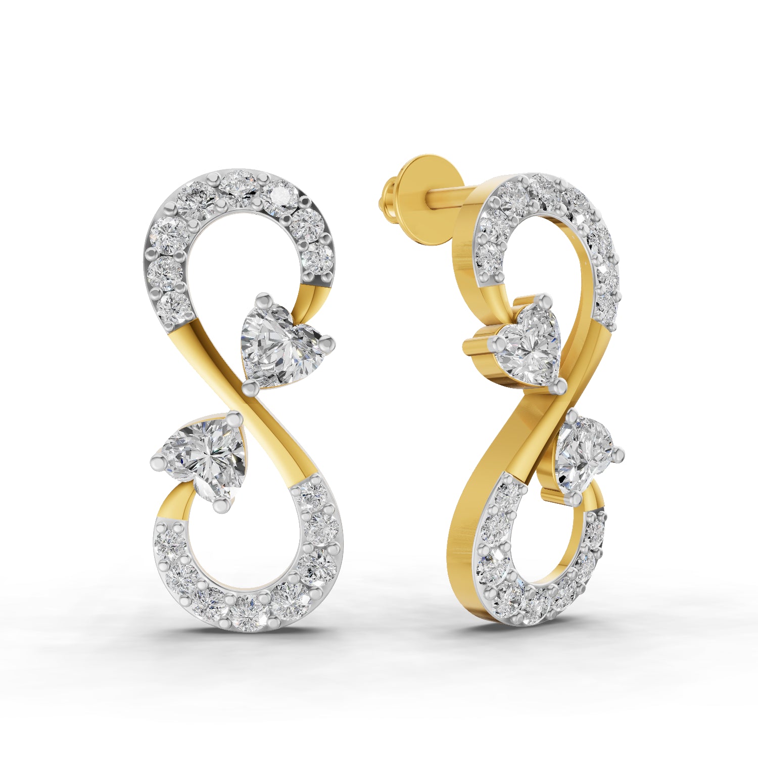 1.26 Carat Infinity Earrings for Women | 14K Yellow Gold