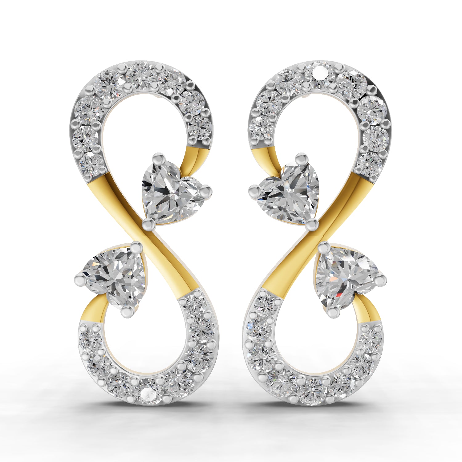 1.26 Carat Infinity Earrings for Women | 14K Yellow Gold