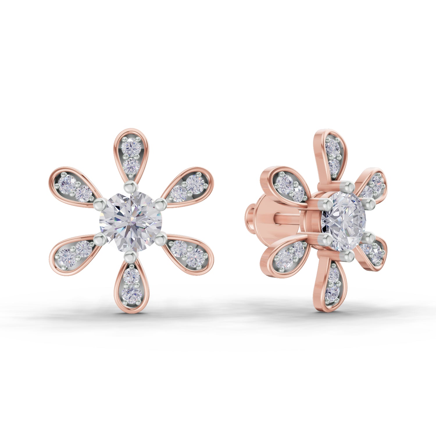 1.08 Carat Floral Earrings for Women | 14K Rose Gold