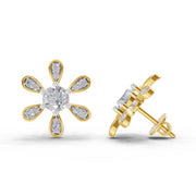 1.08 Carat Floral Earrings for Women | 14K Yellow Gold