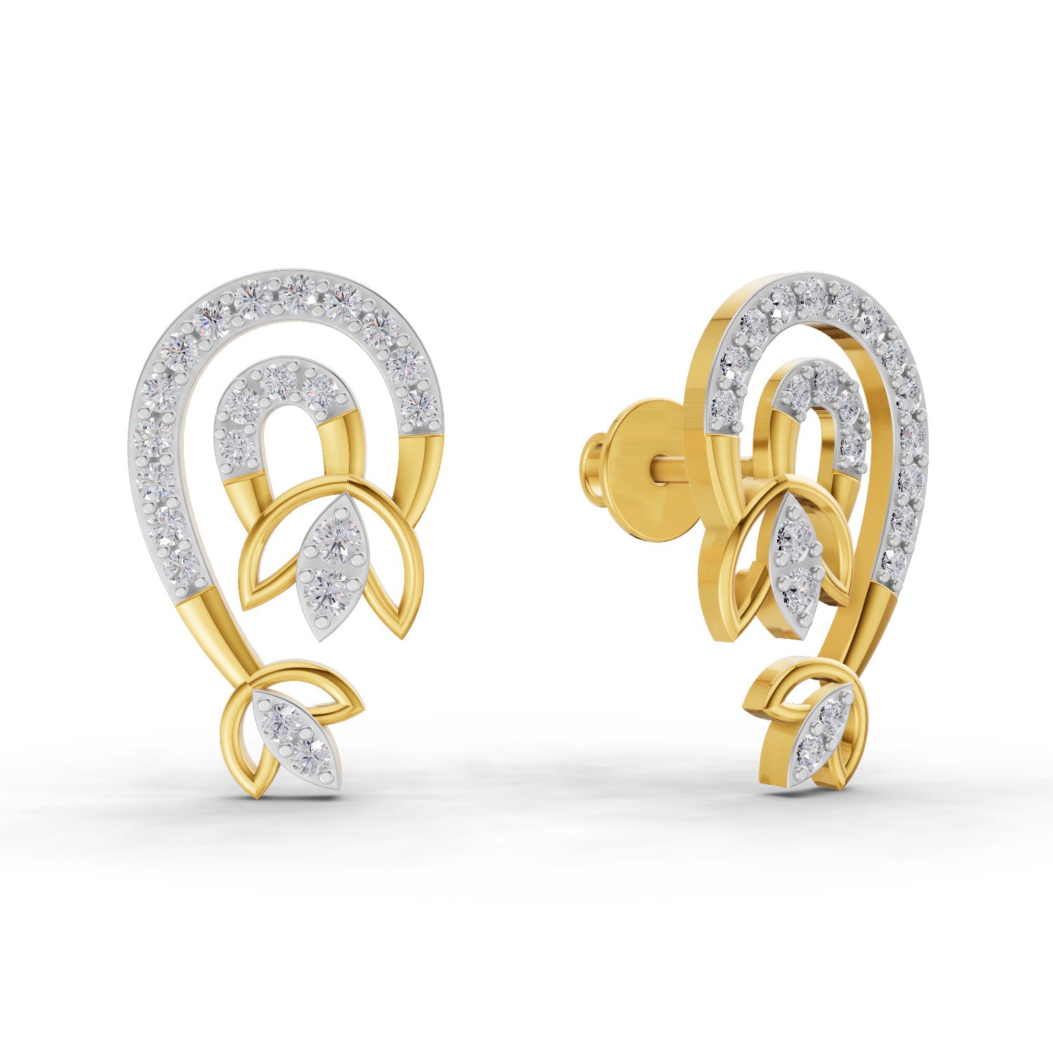 0.52 Carat  | 925 Sterling Silver Gold Plated Lotus Earrings