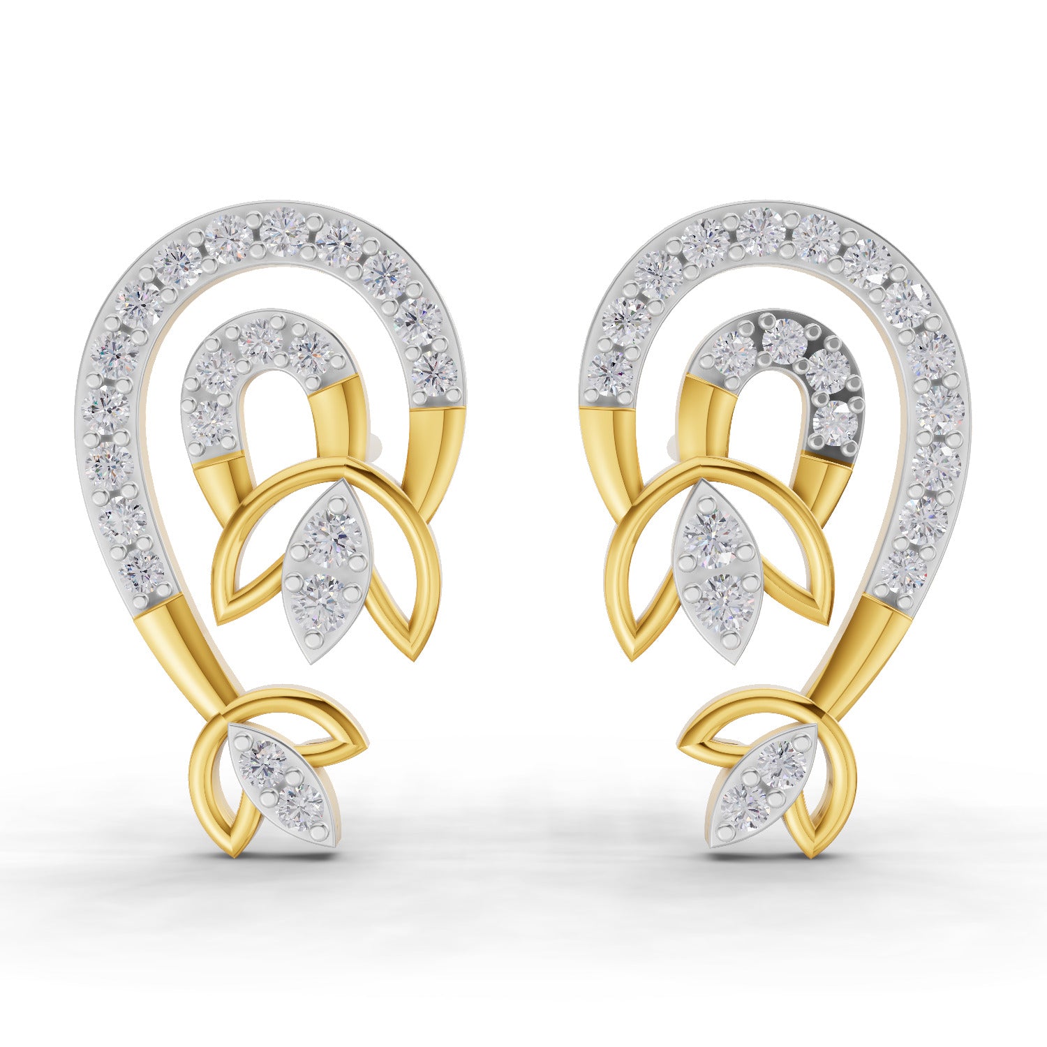 0.52 Carat  | 925 Sterling Silver Gold Plated Lotus Earrings