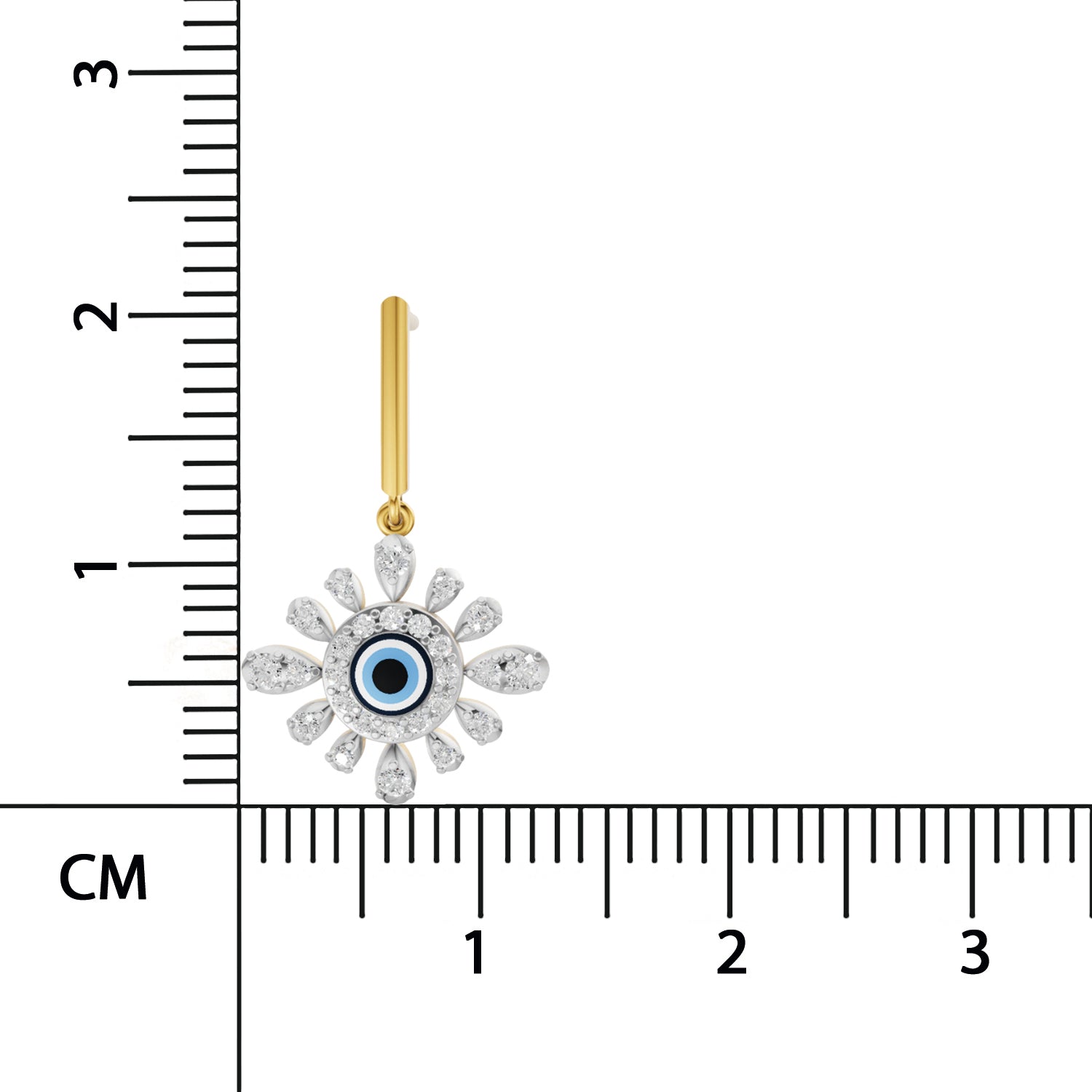 0.77 Carat  | 925 Sterling Silver Yellow Gold Plated Evil Eye Earrings
