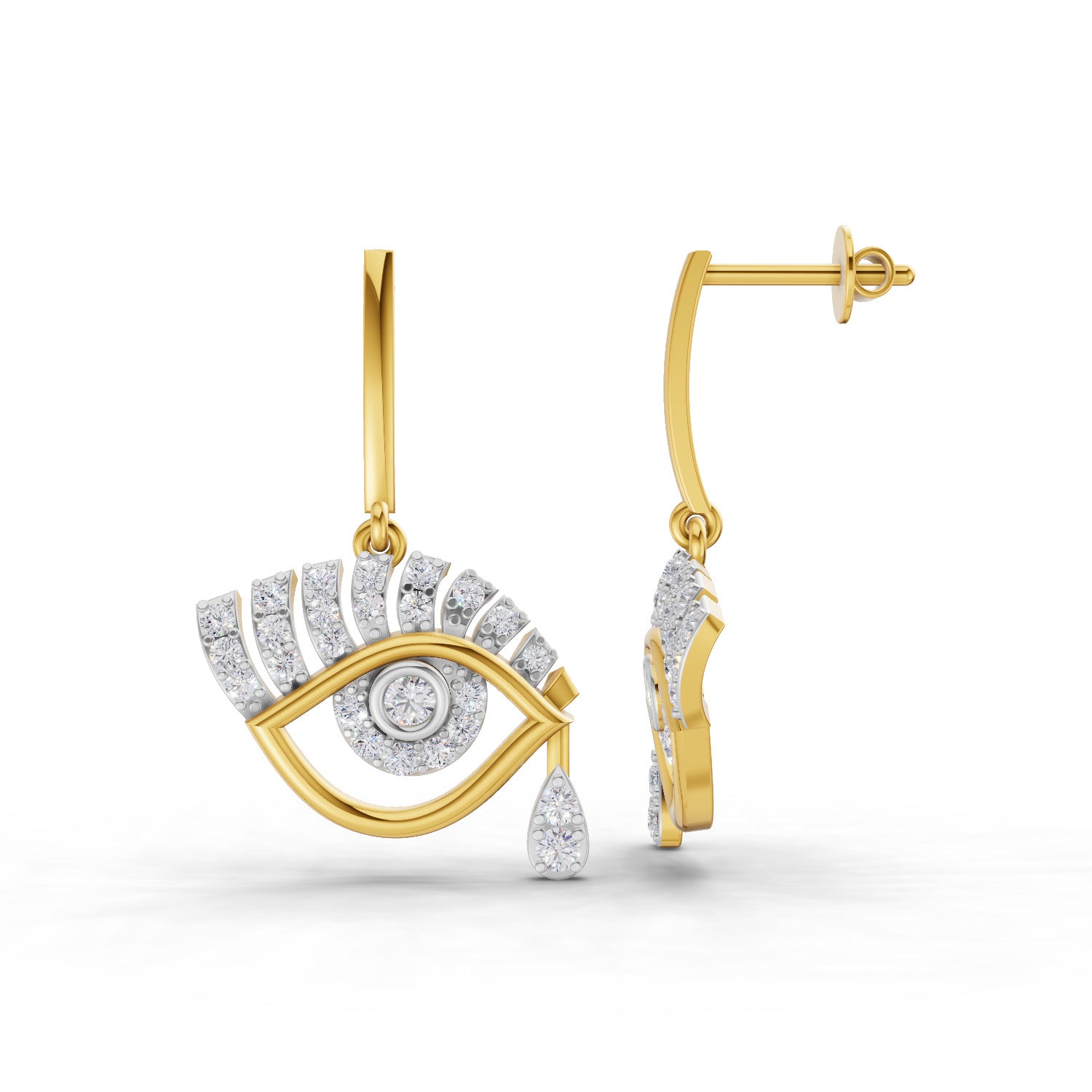 0.72 Carat  | 925 Sterling Silver Gold Plated Evil Eye Earrings