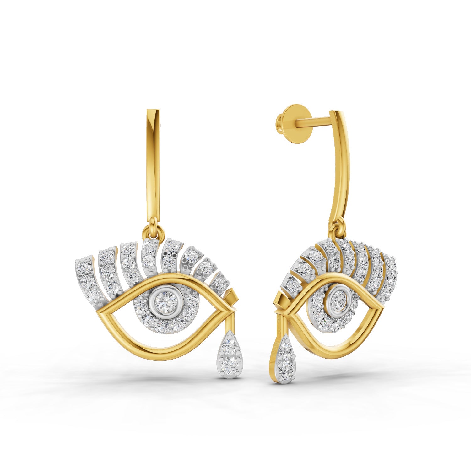 0.72 Carat  | 925 Sterling Silver Gold Plated Evil Eye Earrings