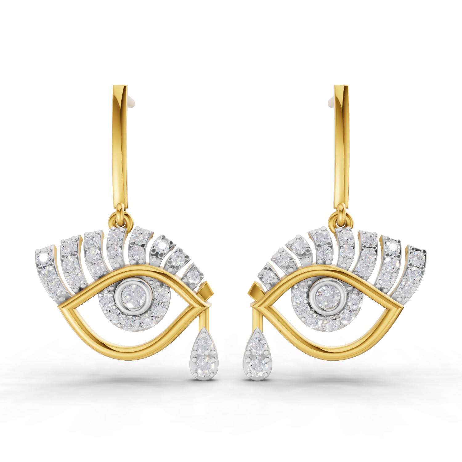 0.72 Carat  | 925 Sterling Silver Gold Plated Evil Eye Earrings
