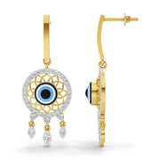 1.05 Carat  | 925 Sterling Silver Yellow Gold Plated Evil Eye Earrings