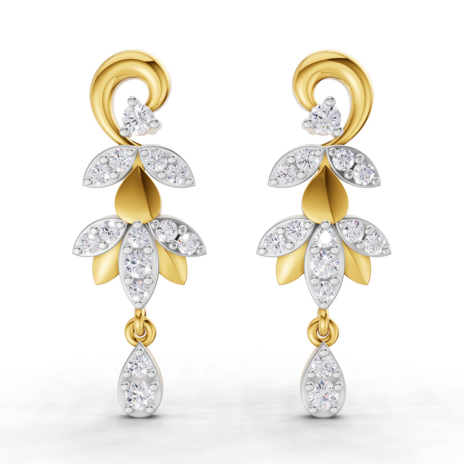 0.49 Carat  | 925 Sterling Silver Gold Plated Lotus Earrings