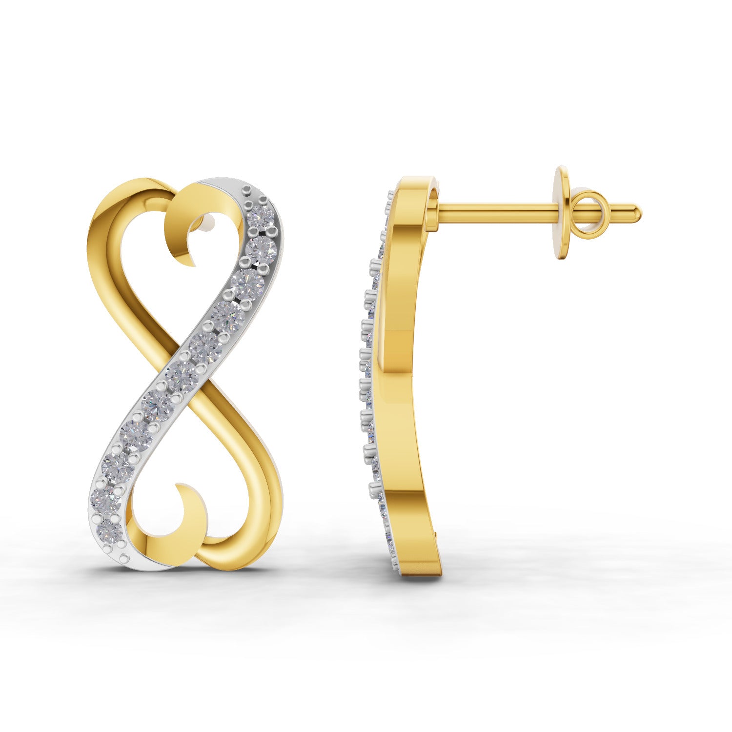 0.35 Carat  | 925 Sterling Silver Gold Plated Infinity Earrings