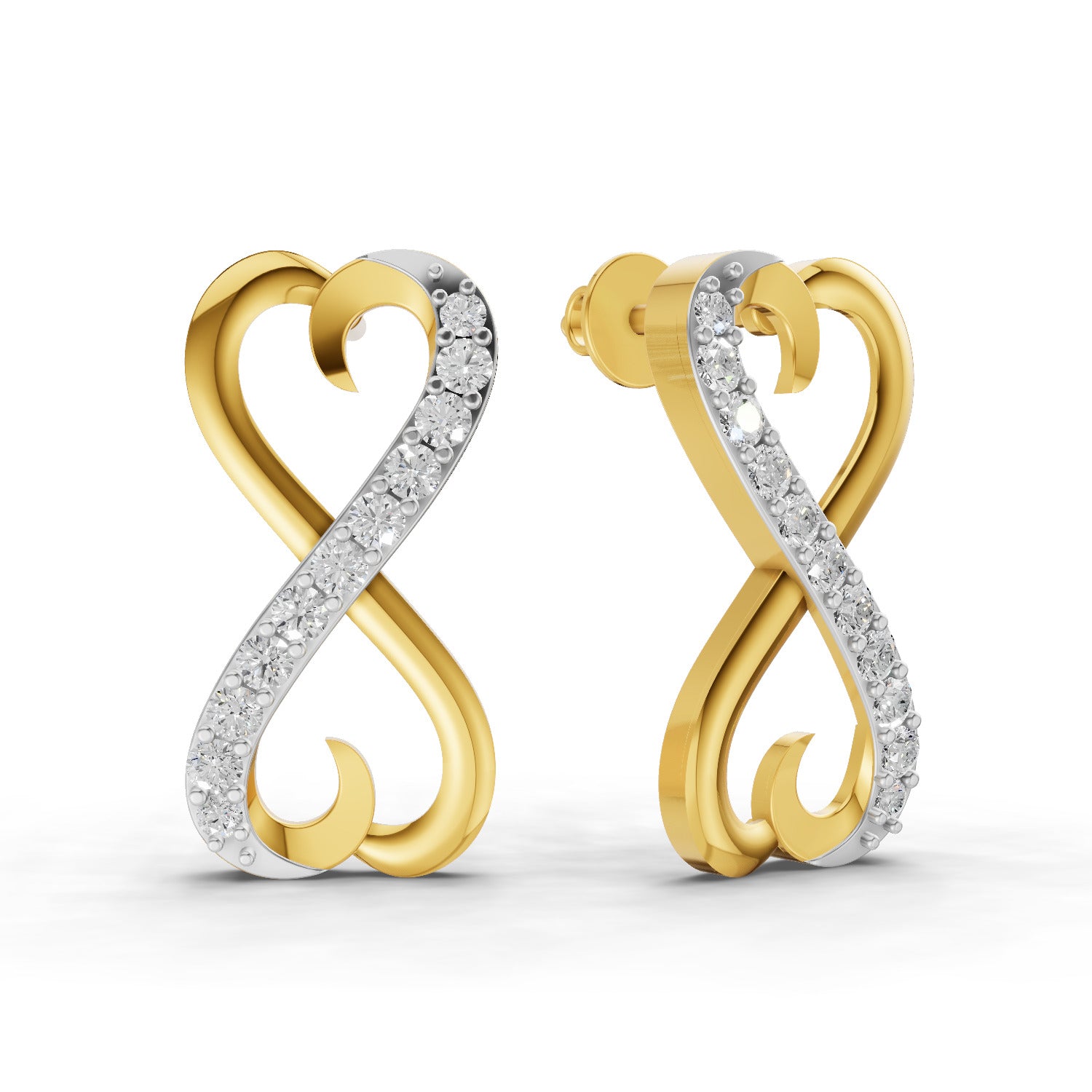 0.35 Carat  | 925 Sterling Silver Gold Plated Infinity Earrings