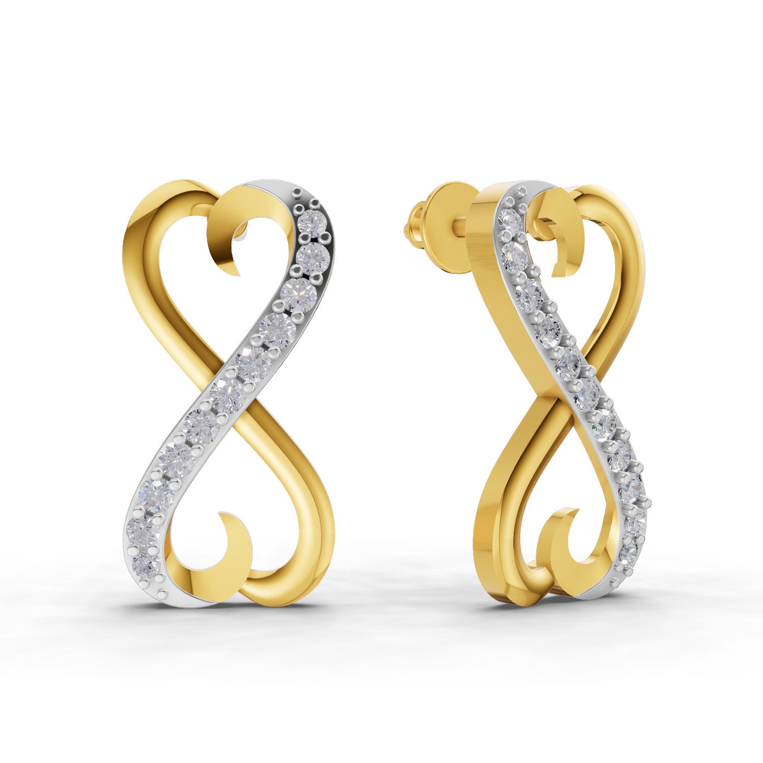 0.35 Carat  | 925 Sterling Silver Gold Plated Infinity Earrings