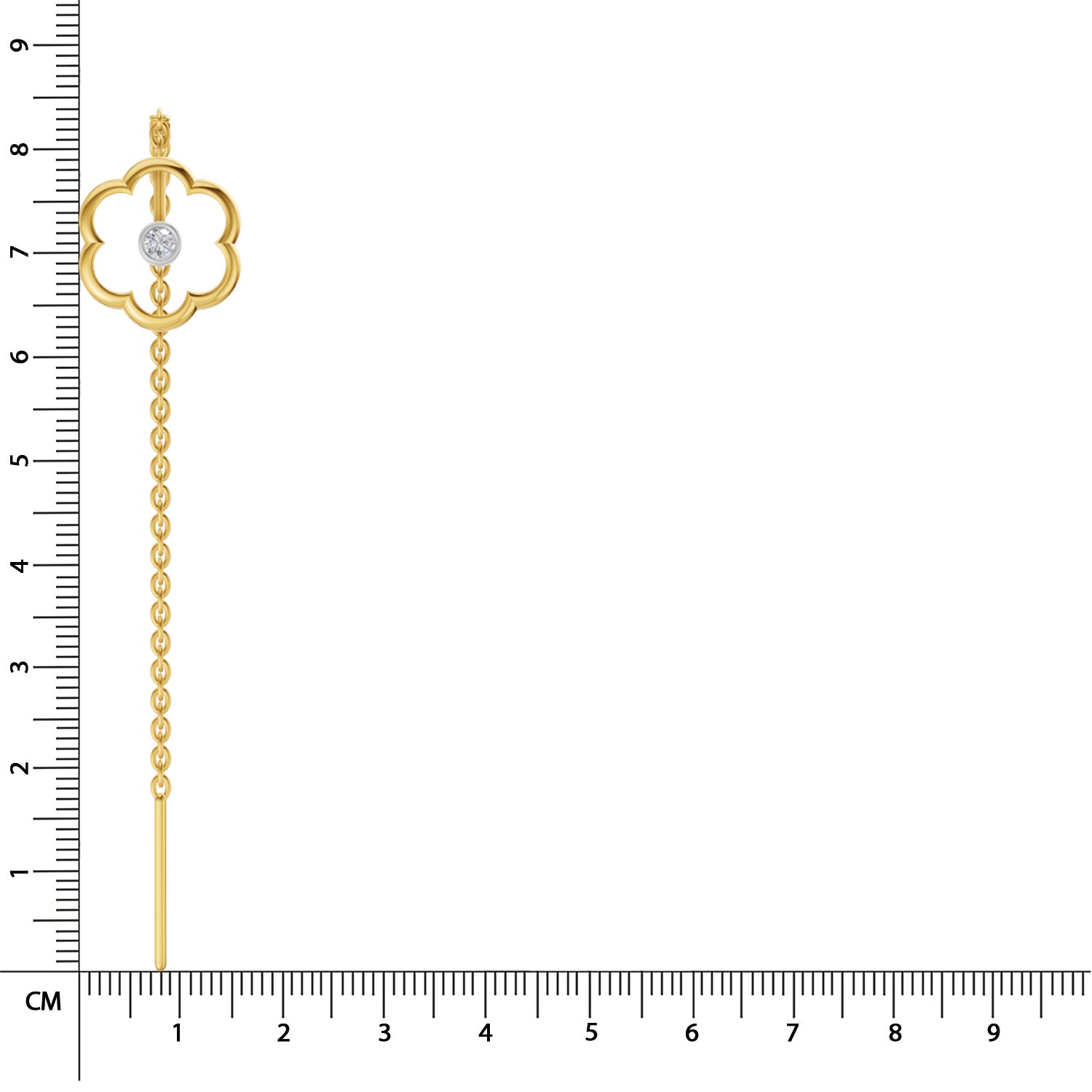 0.1 Carat | 925 Sterling Silver Yellow Gold Plated Flora Shine Threader Earrings