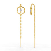 0.1 Carat | 925 Sterling Silver Yellow Gold Plated Flora Shine Threader Earrings
