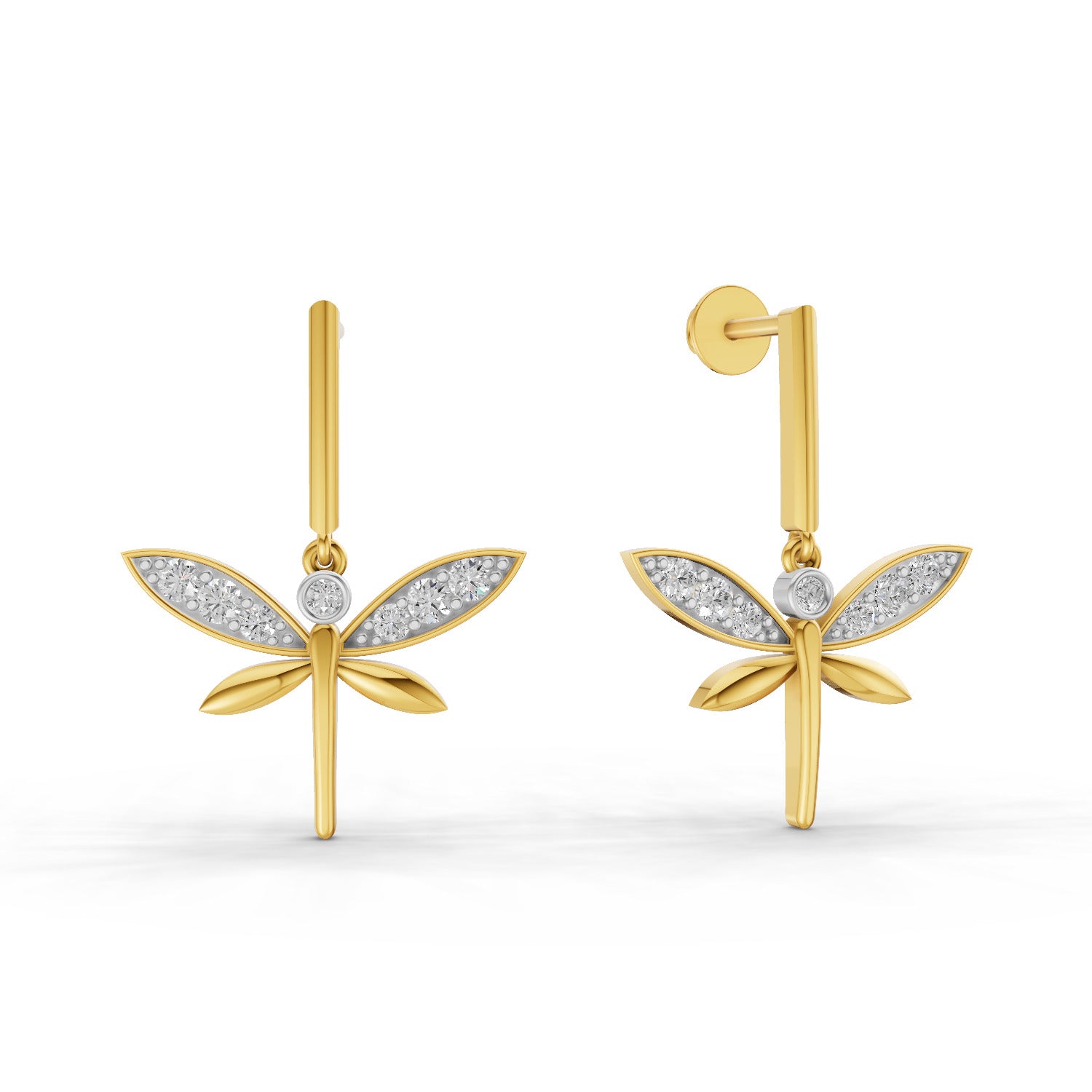0.19 Carat | 925 Sterling Silver Yellow Gold Plated Butterfly Earrings