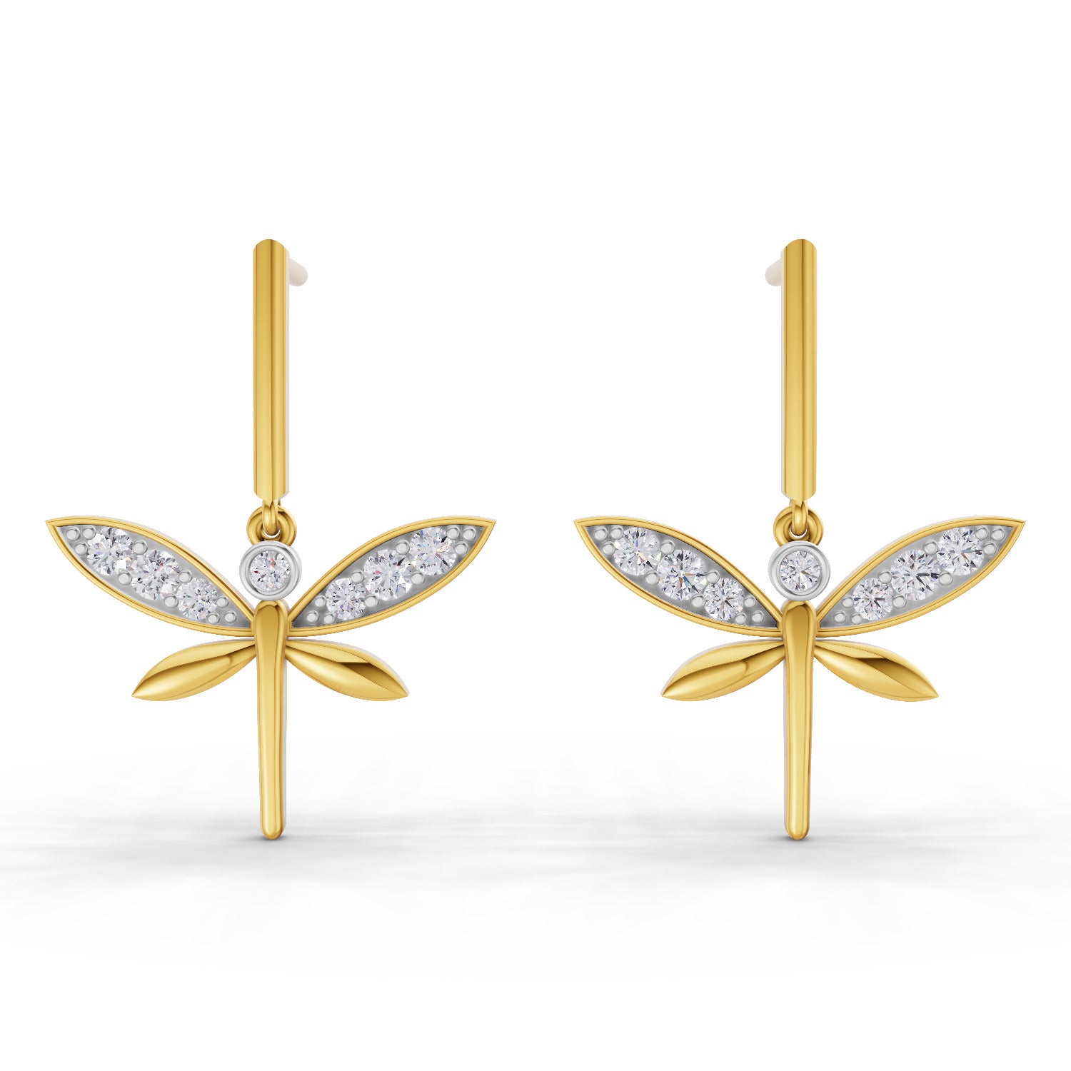 0.19 Carat | 925 Sterling Silver Yellow Gold Plated Butterfly Earrings