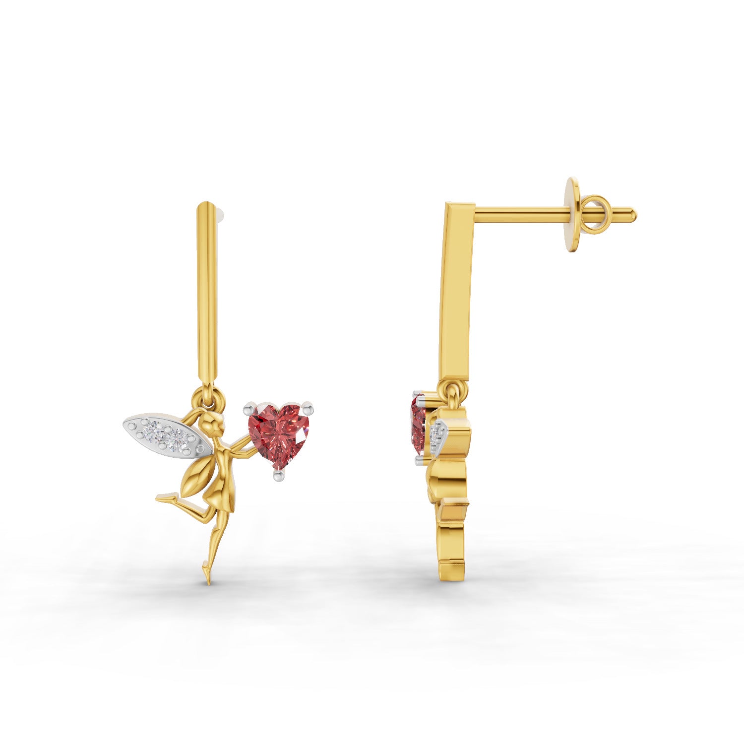 0.04 Carat | 925 Sterling Silver Yellow Gold Plated Angle Earrings